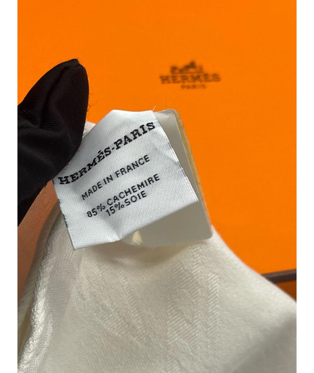 HERMES Бежевый кашемировый шарф, фото 6