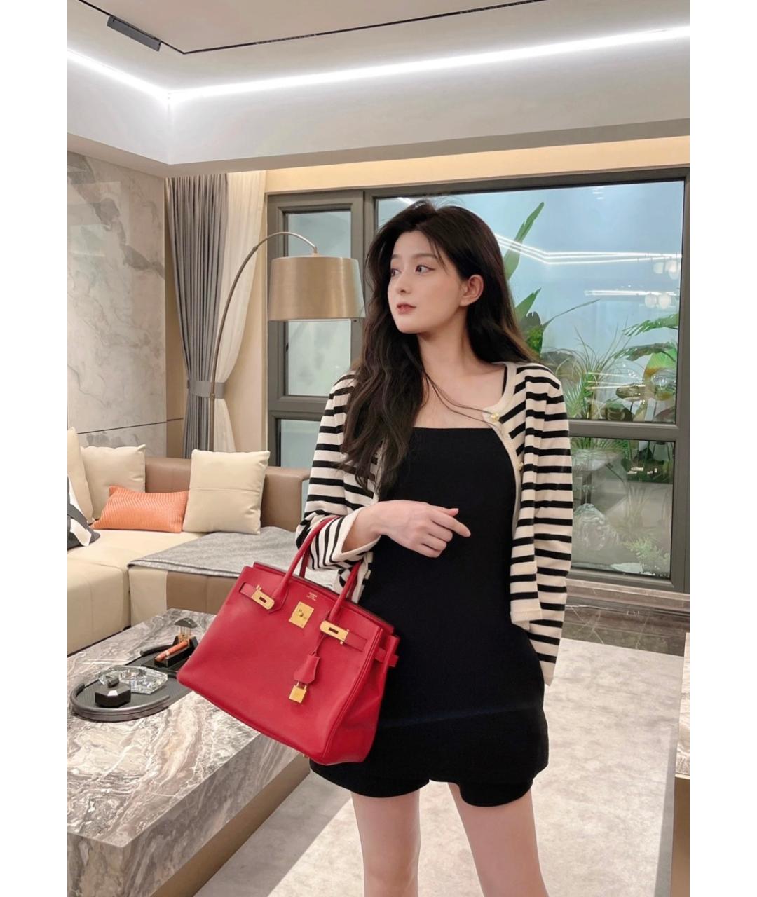 HERMES Красная кожаная сумка с короткими ручками, фото 8