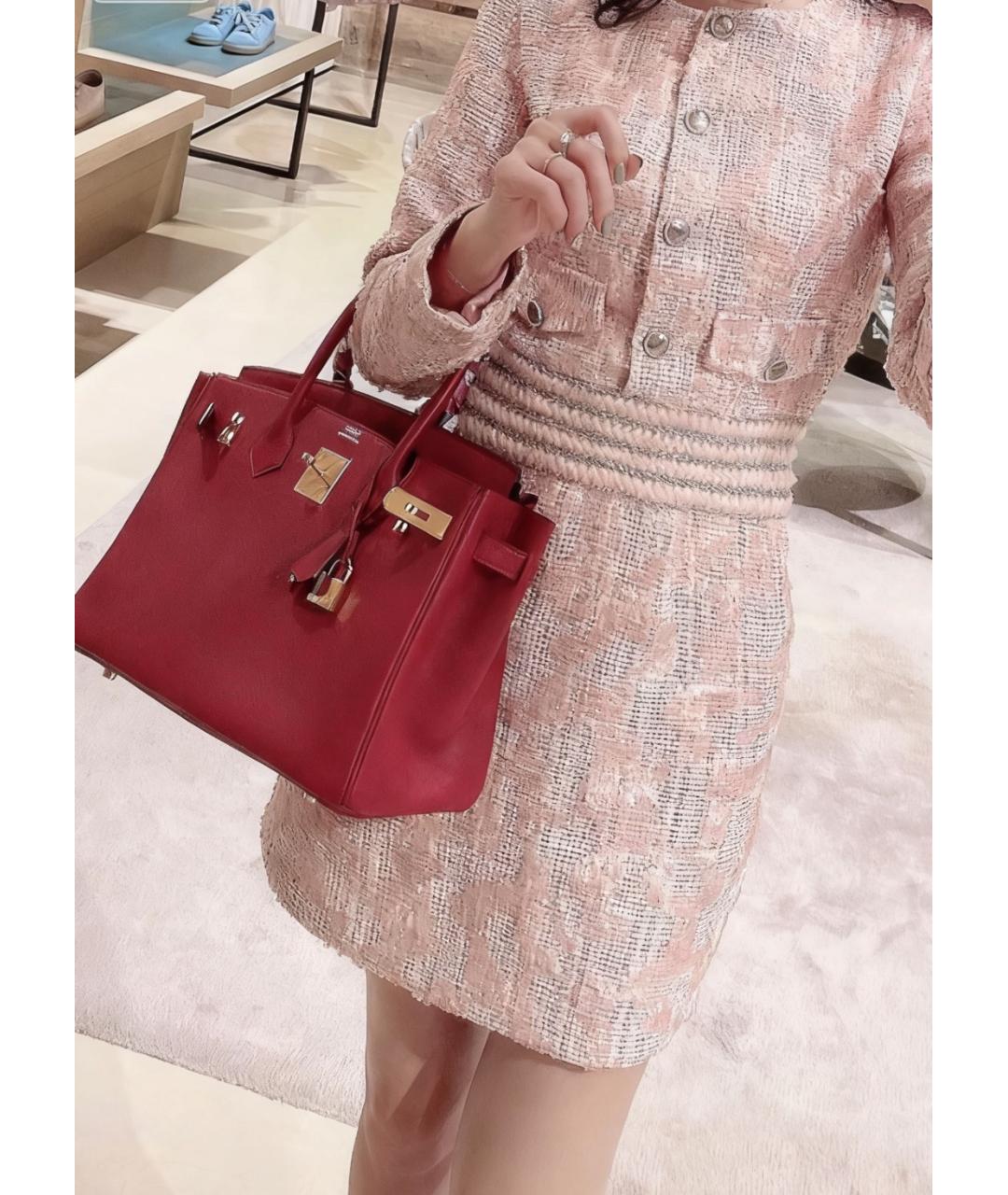 HERMES Красная кожаная сумка с короткими ручками, фото 7