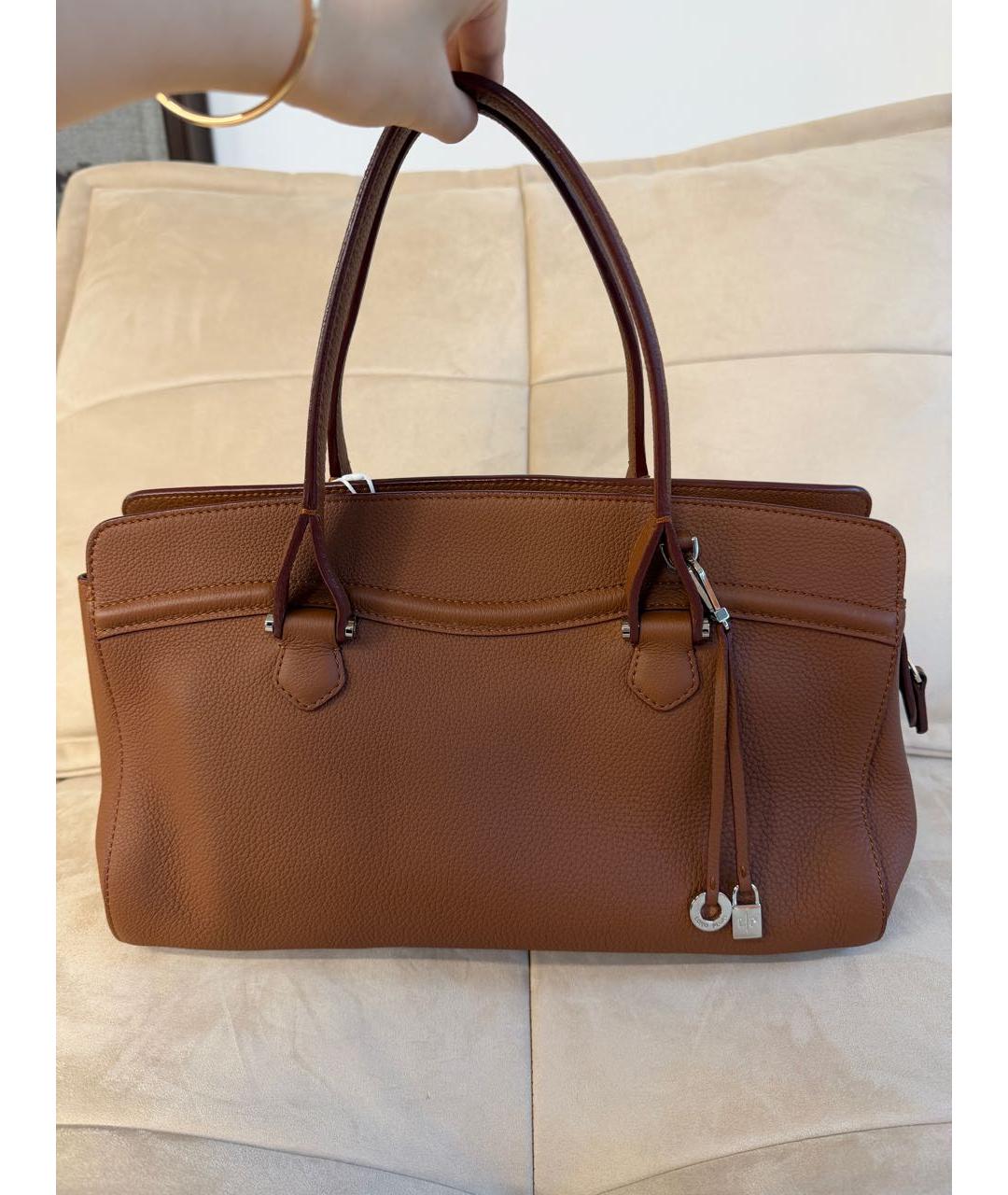 LORO PIANA Коричневая кожаная сумка тоут, фото 2