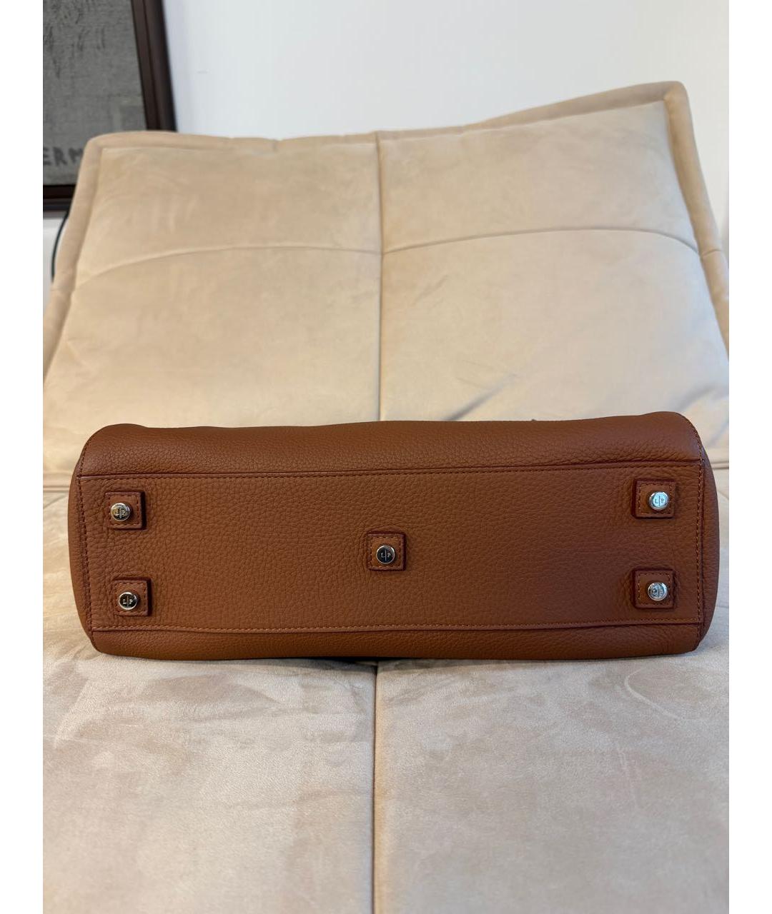 LORO PIANA Коричневая кожаная сумка тоут, фото 5