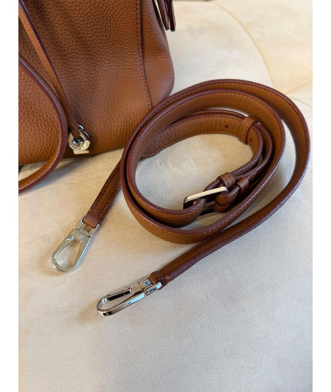 LORO PIANA Коричневая кожаная сумка тоут, фото 6