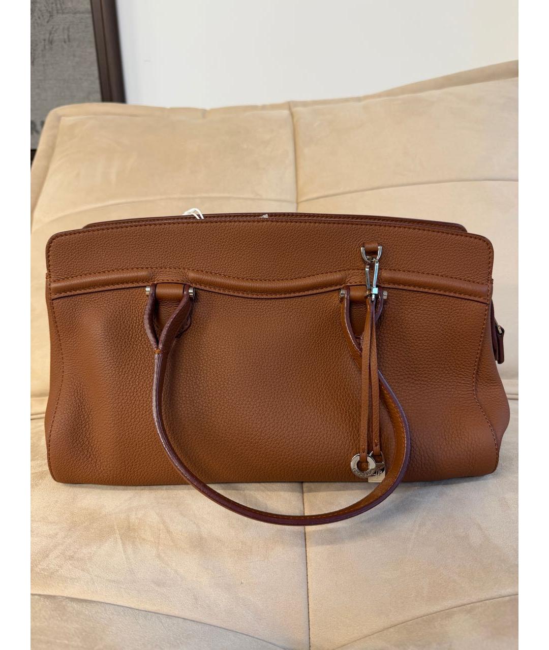 LORO PIANA Коричневая кожаная сумка тоут, фото 9