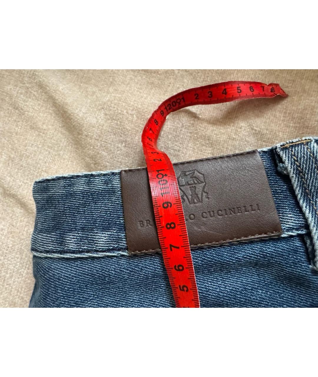 BRUNELLO CUCINELLI Синие хлопковые прямые джинсы, фото 7