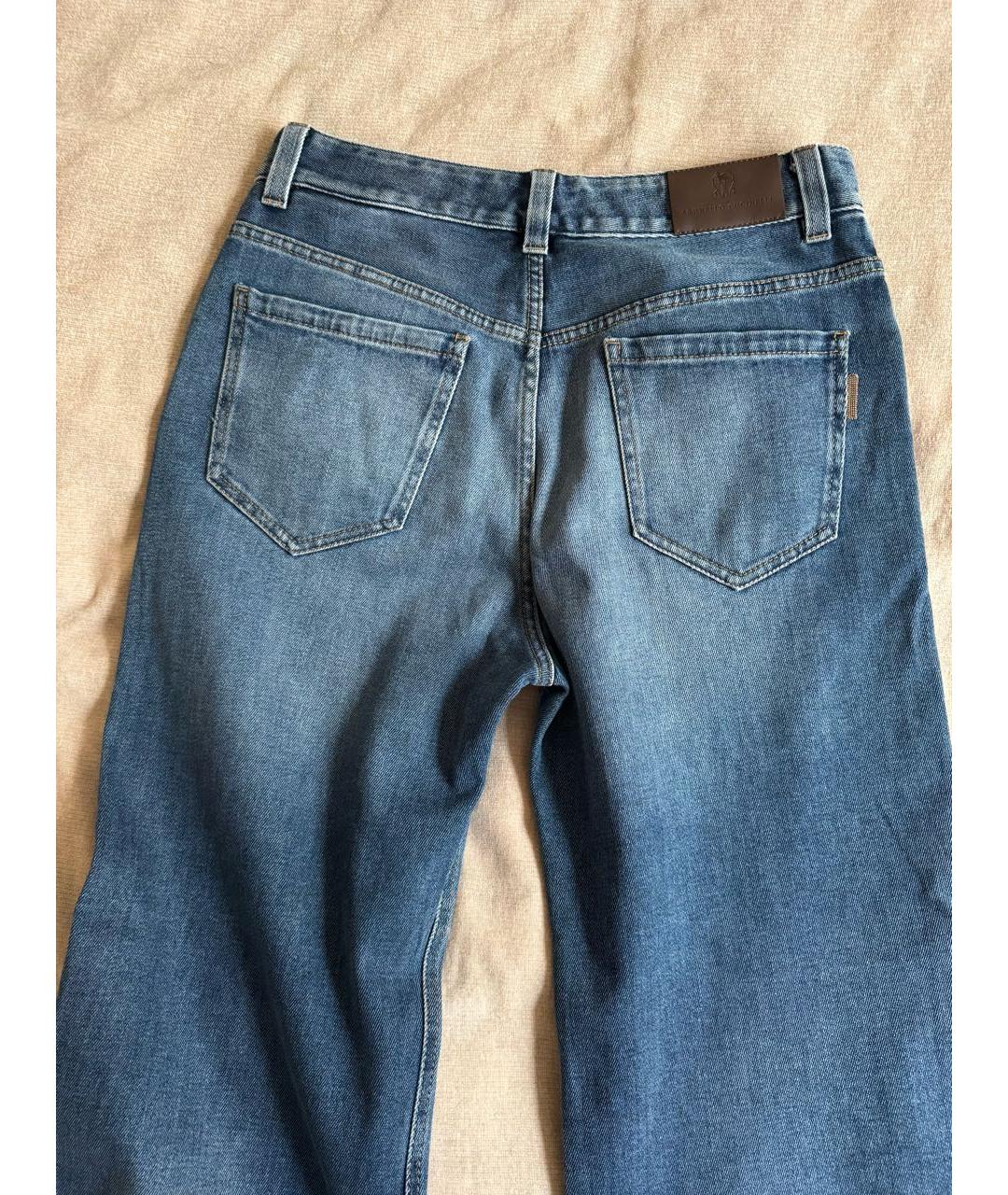 BRUNELLO CUCINELLI Синие хлопковые прямые джинсы, фото 2