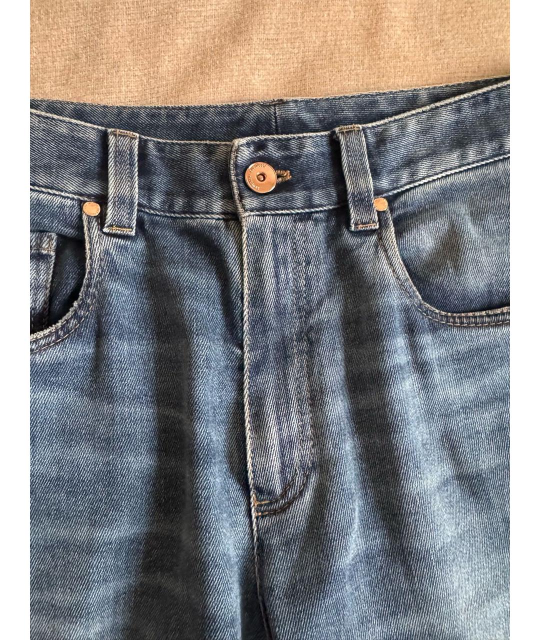 BRUNELLO CUCINELLI Синие хлопковые прямые джинсы, фото 3