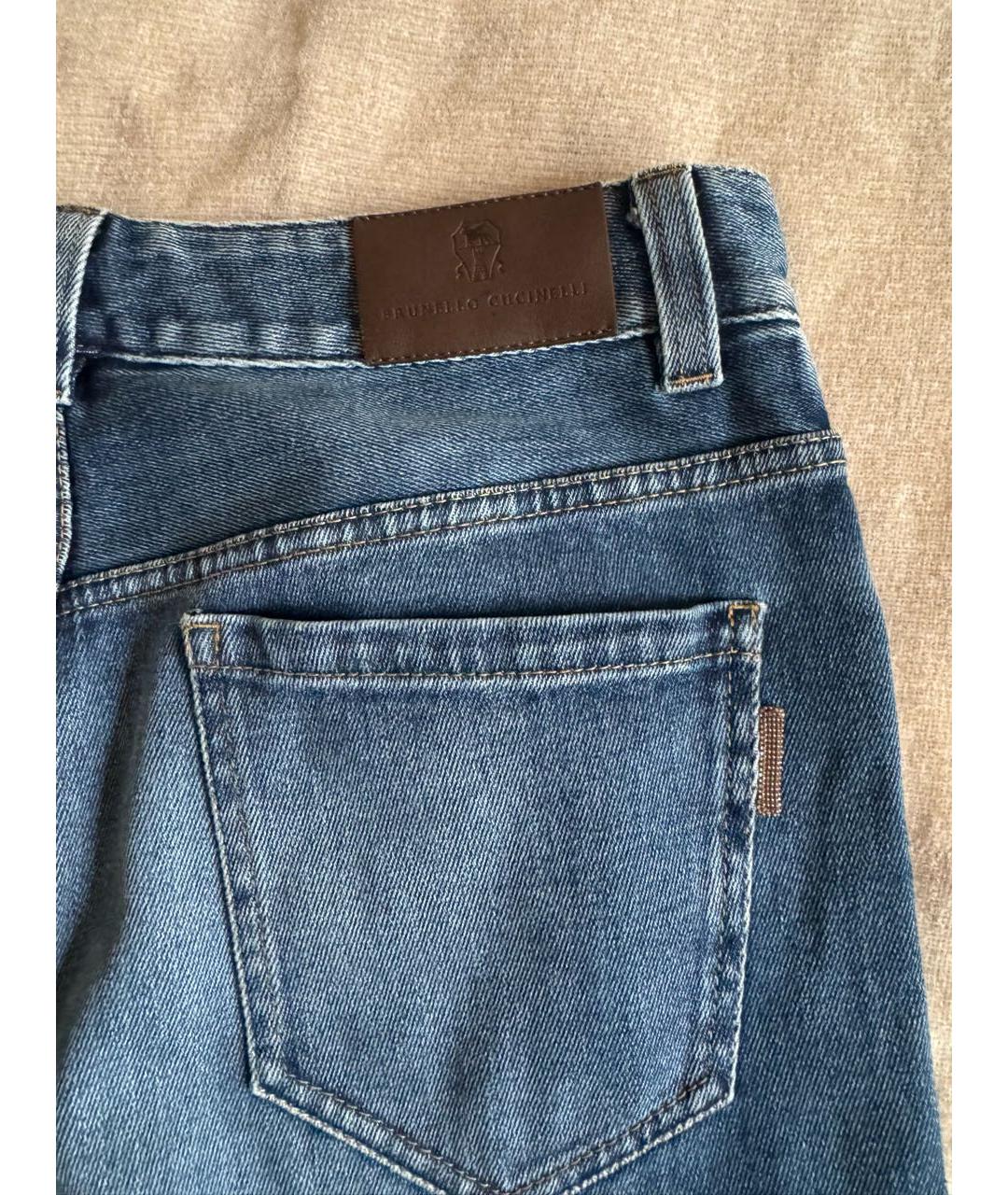 BRUNELLO CUCINELLI Синие хлопковые прямые джинсы, фото 8