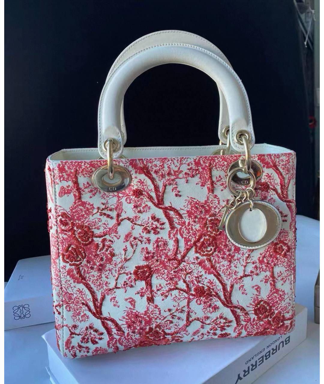 CHRISTIAN DIOR Белая кожаная сумка с короткими ручками, фото 6