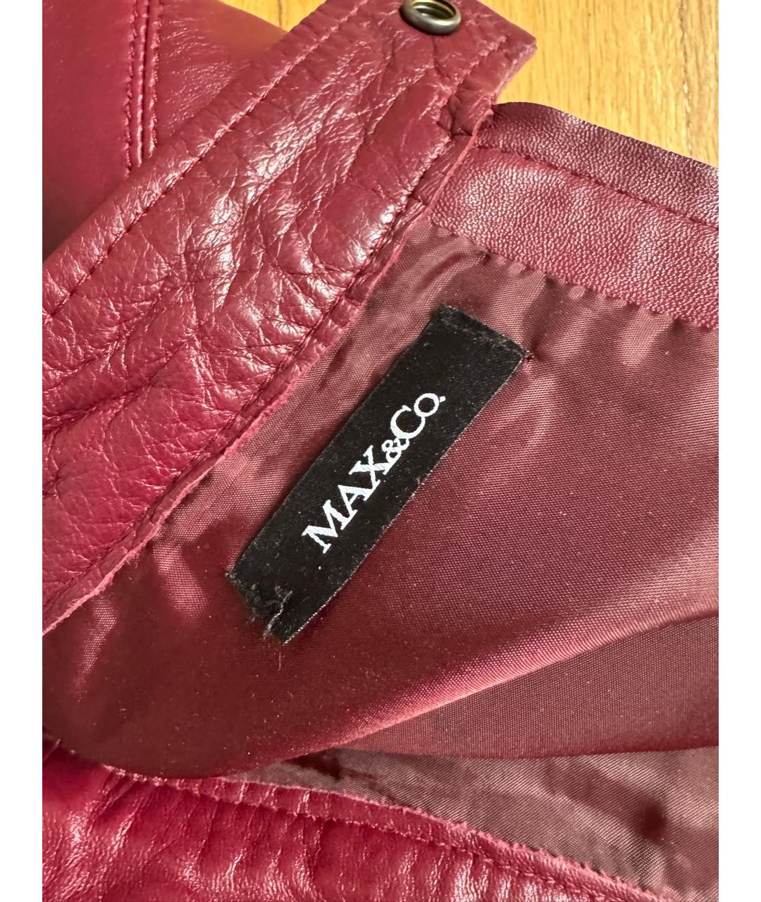 MAX&CO Бордовая кожаная юбка миди, фото 5