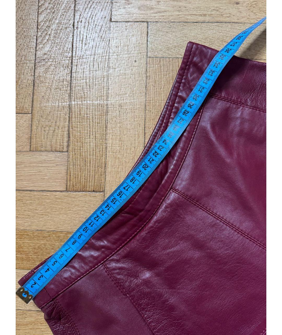 MAX&CO Бордовая кожаная юбка миди, фото 4