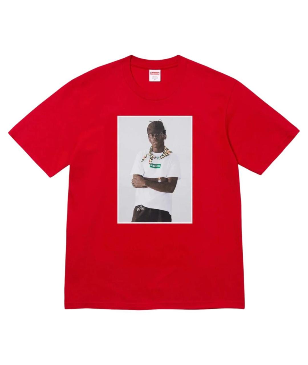 SUPREME Красная хлопковая футболка, фото 2