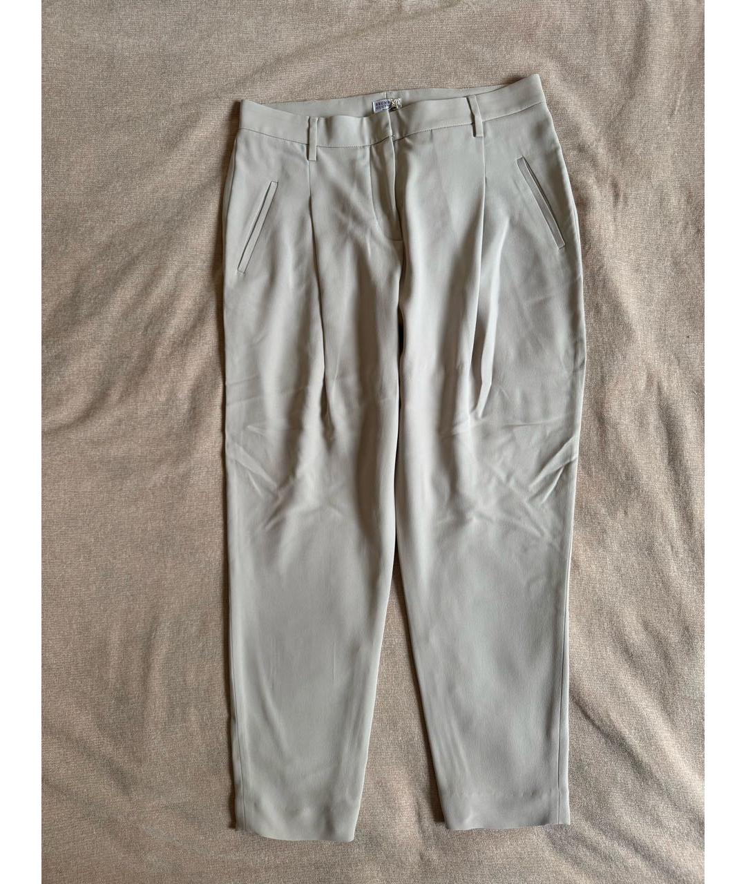 BRUNELLO CUCINELLI Бежевые ацетатные брюки узкие, фото 9