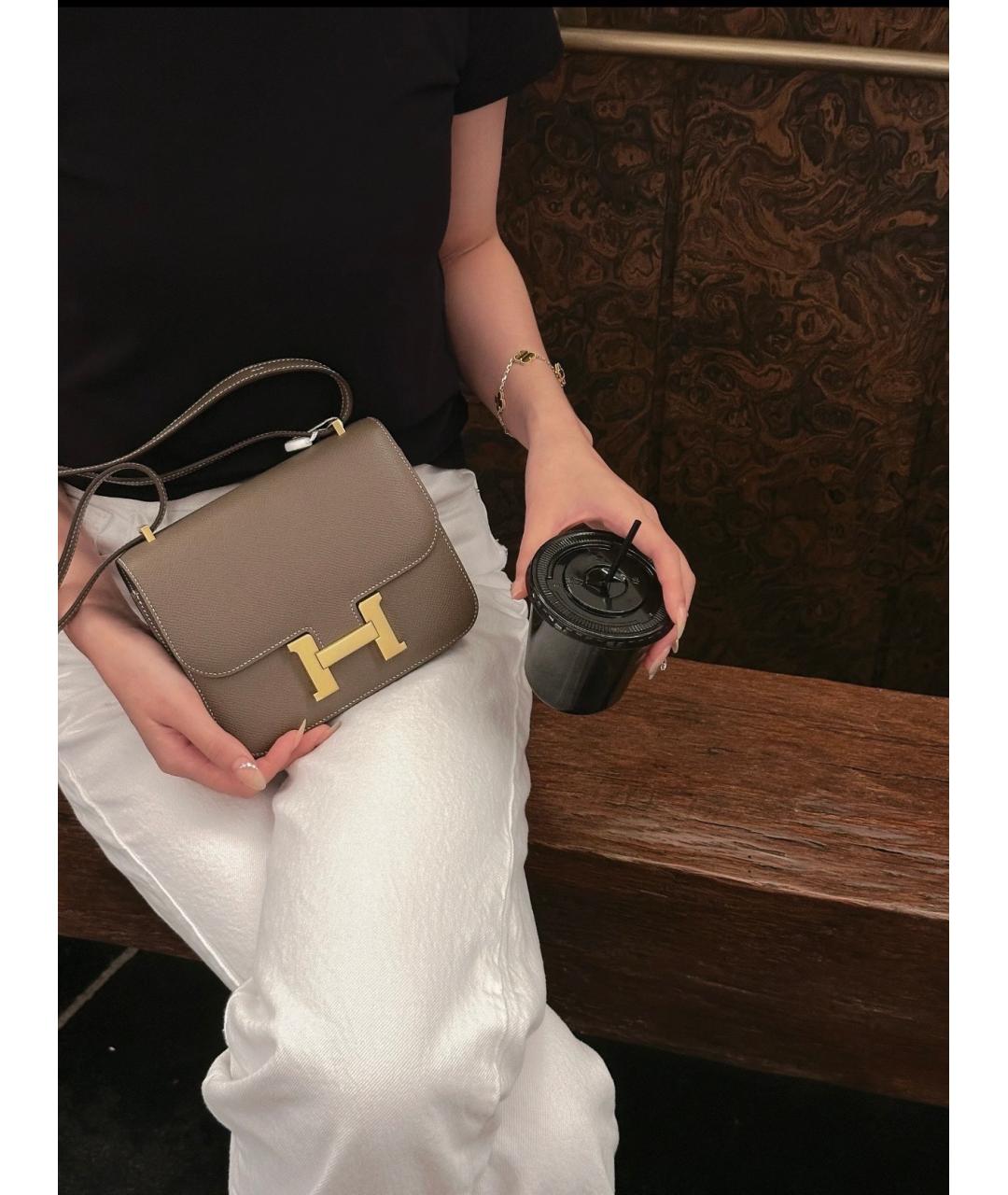 HERMES Бежевая кожаная сумка через плечо, фото 4