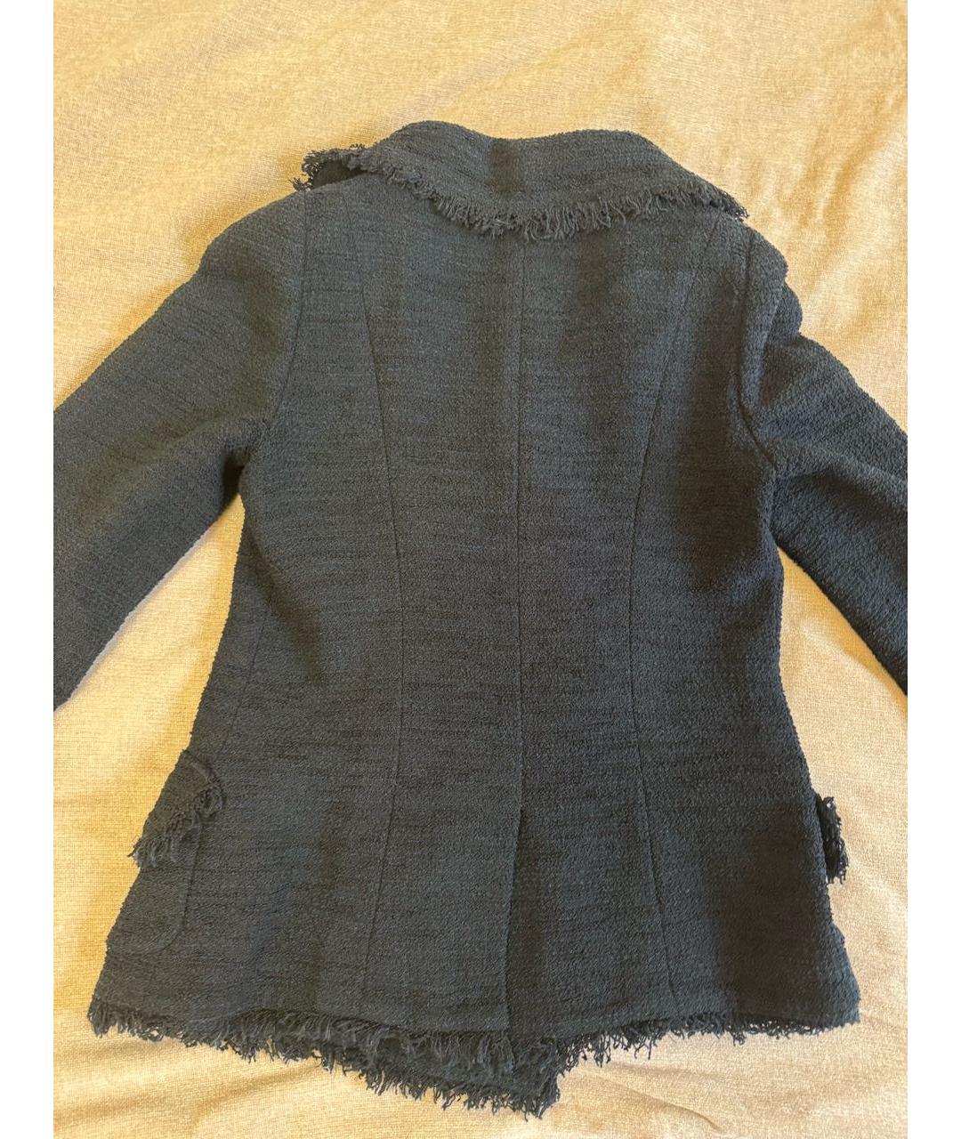 CHANEL Темно-синий твидовый жакет/пиджак, фото 2