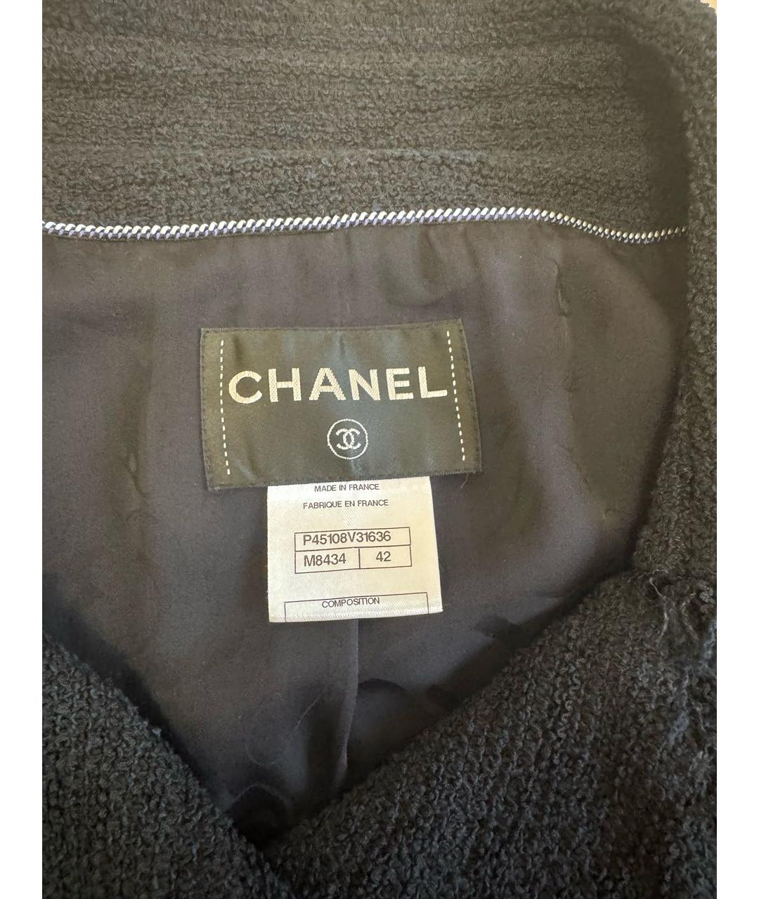 CHANEL Темно-синий твидовый жакет/пиджак, фото 5