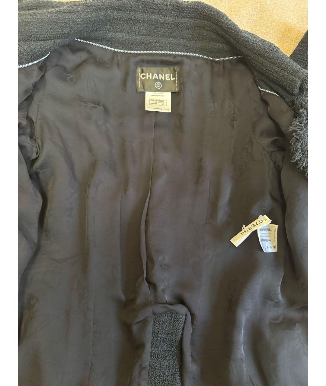 CHANEL Темно-синий твидовый жакет/пиджак, фото 4