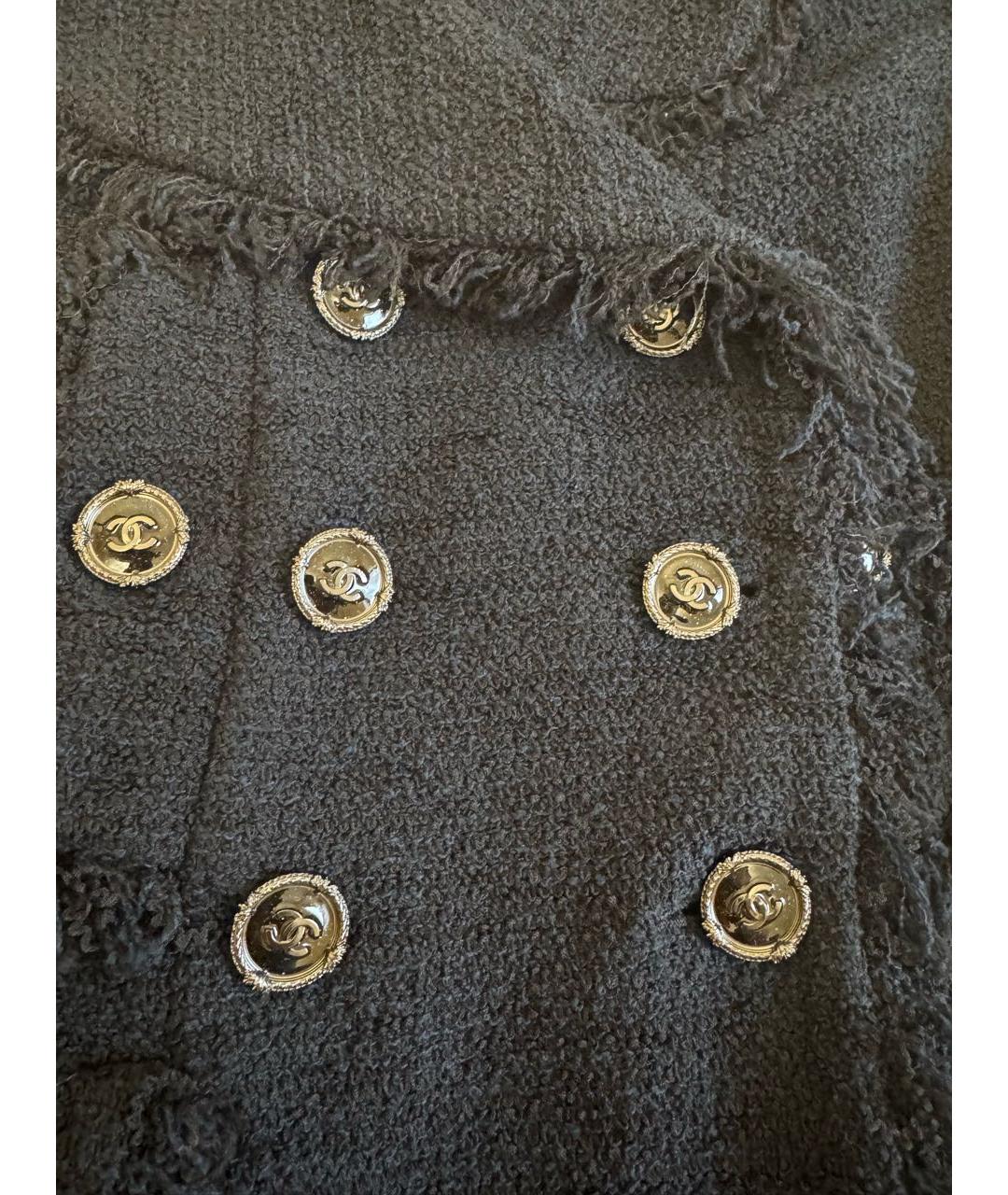 CHANEL Темно-синий твидовый жакет/пиджак, фото 3