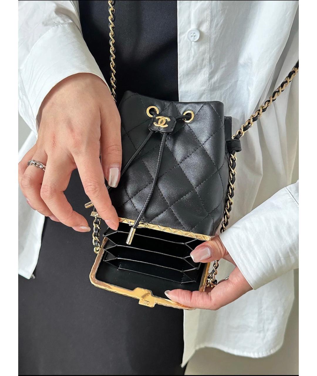 CHANEL Черная кожаная сумка через плечо, фото 2