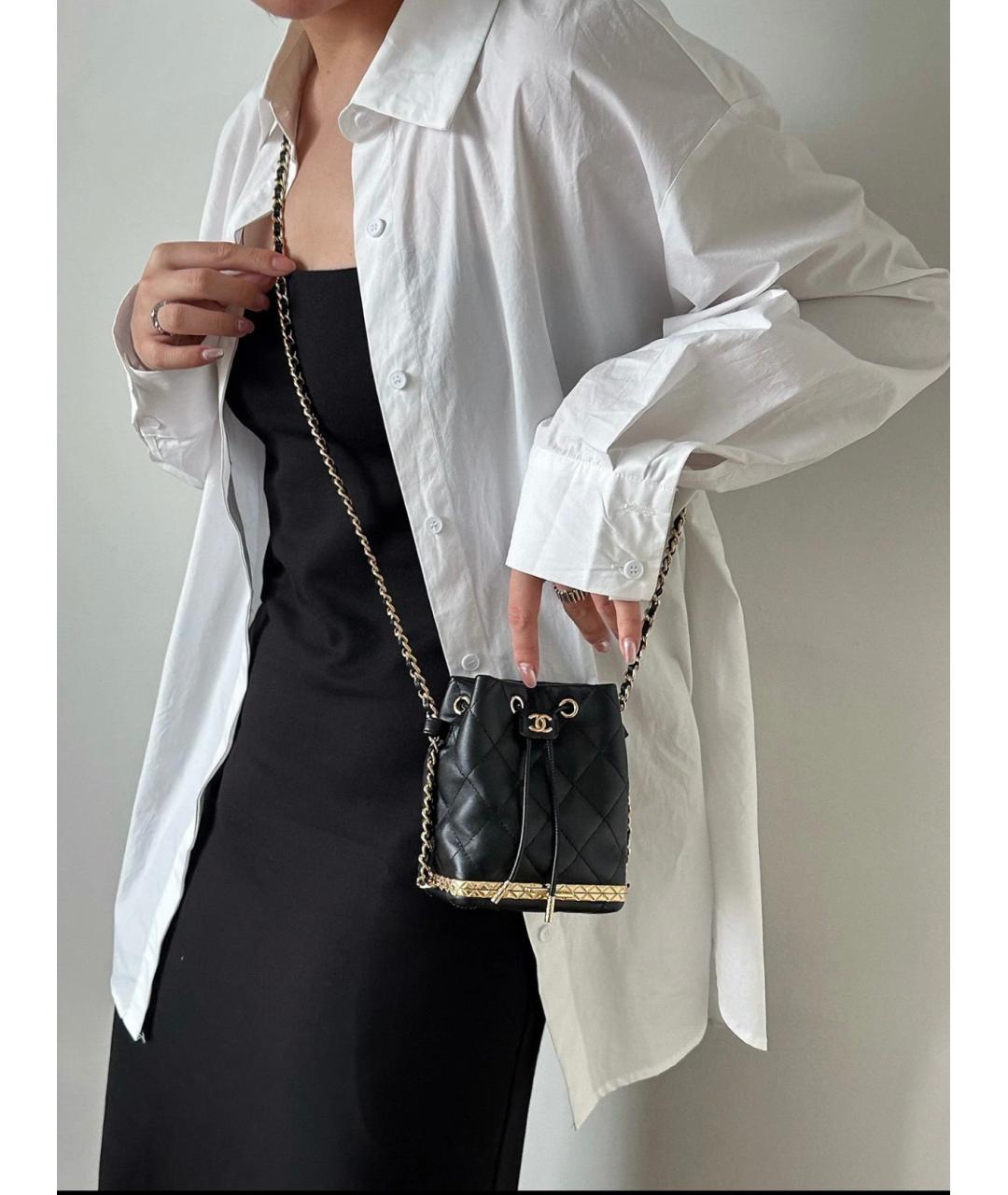 CHANEL Черная кожаная сумка через плечо, фото 3