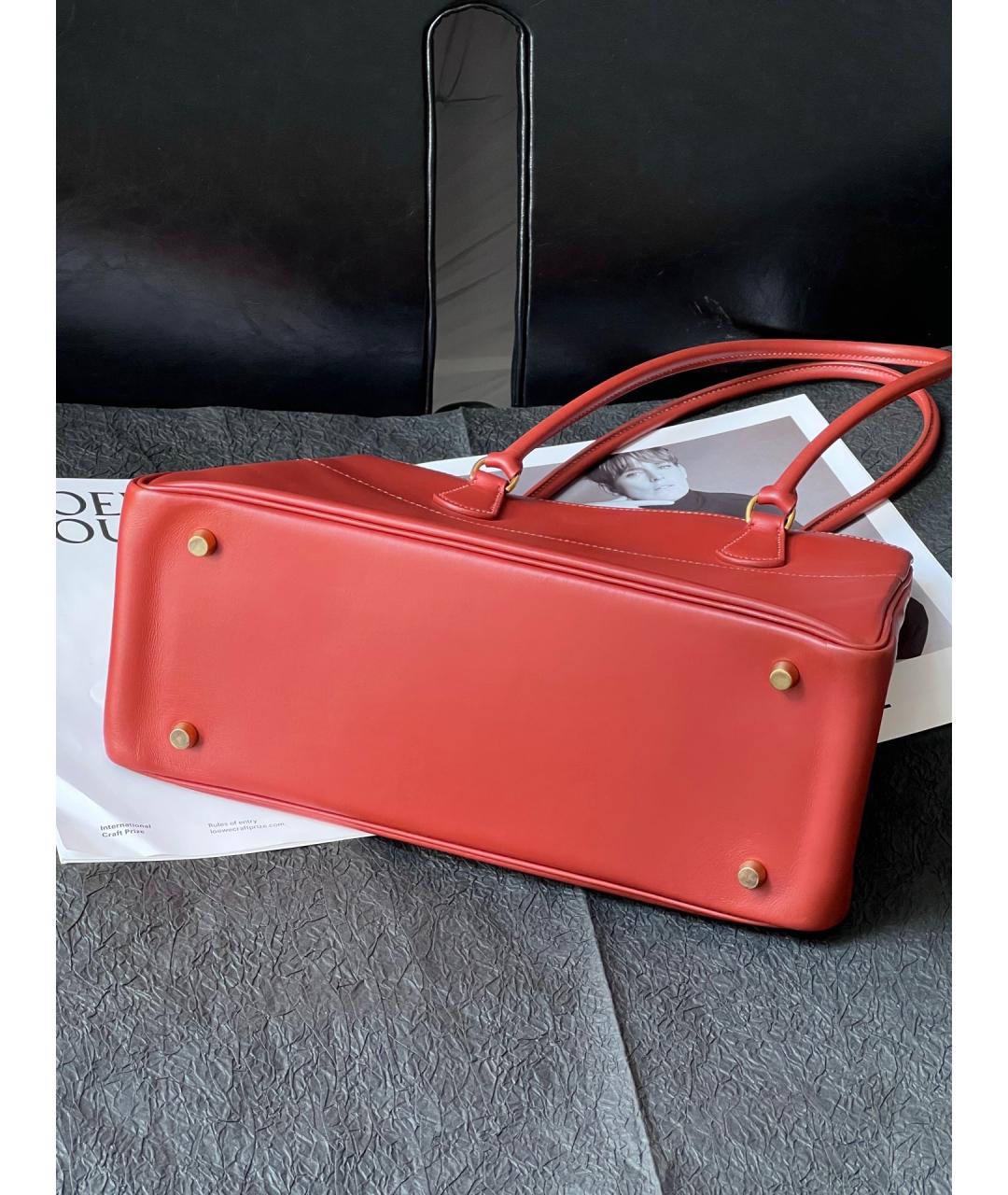 HERMES Оранжевая кожаная сумка тоут, фото 4