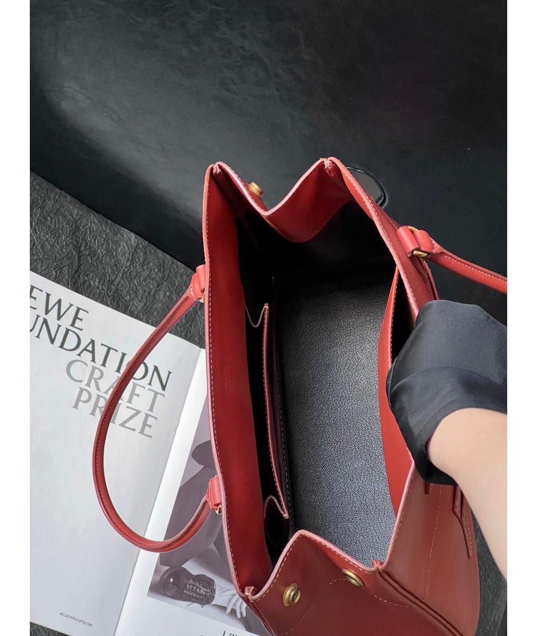 HERMES Оранжевая кожаная сумка тоут, фото 6