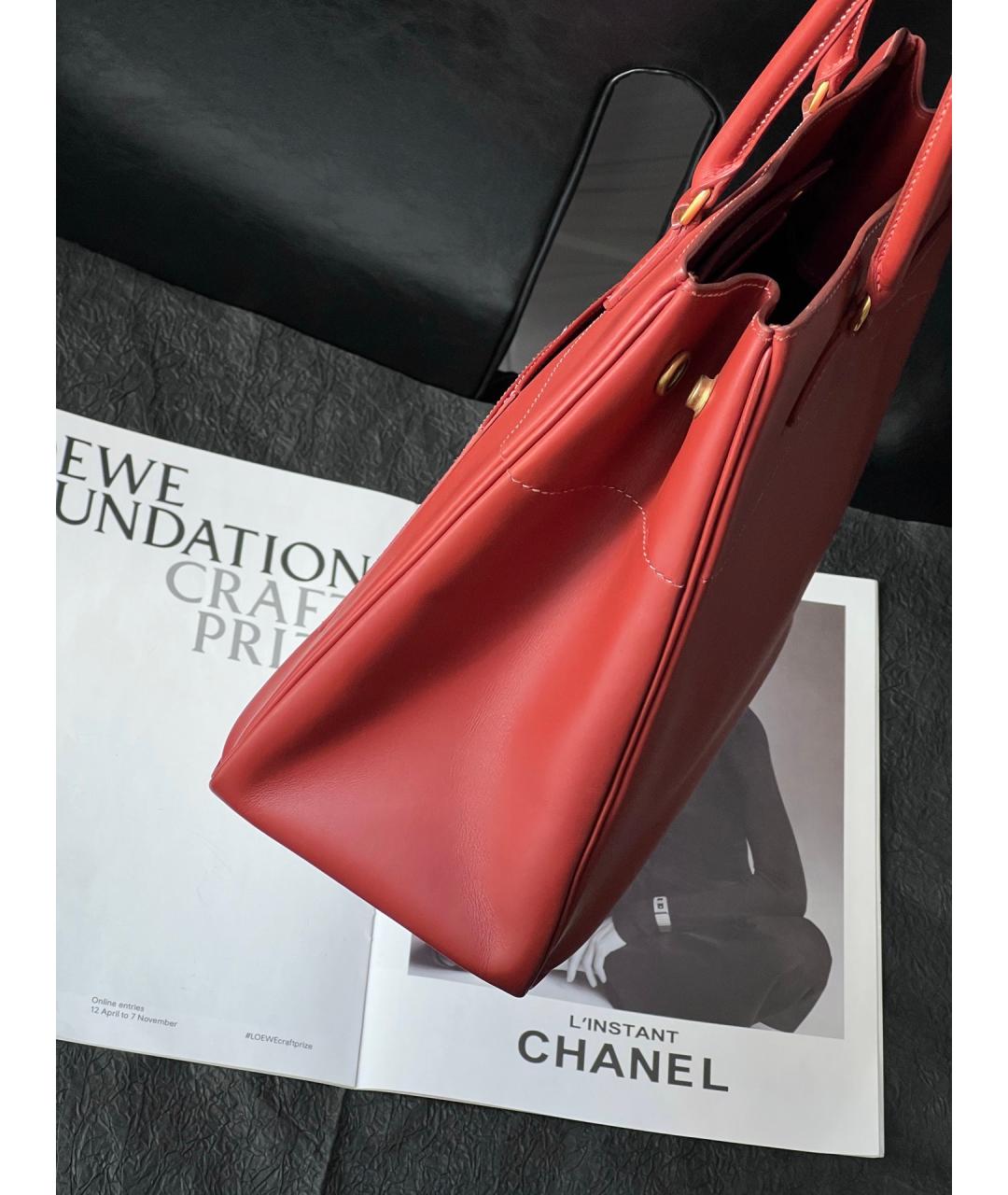 HERMES Оранжевая кожаная сумка тоут, фото 3