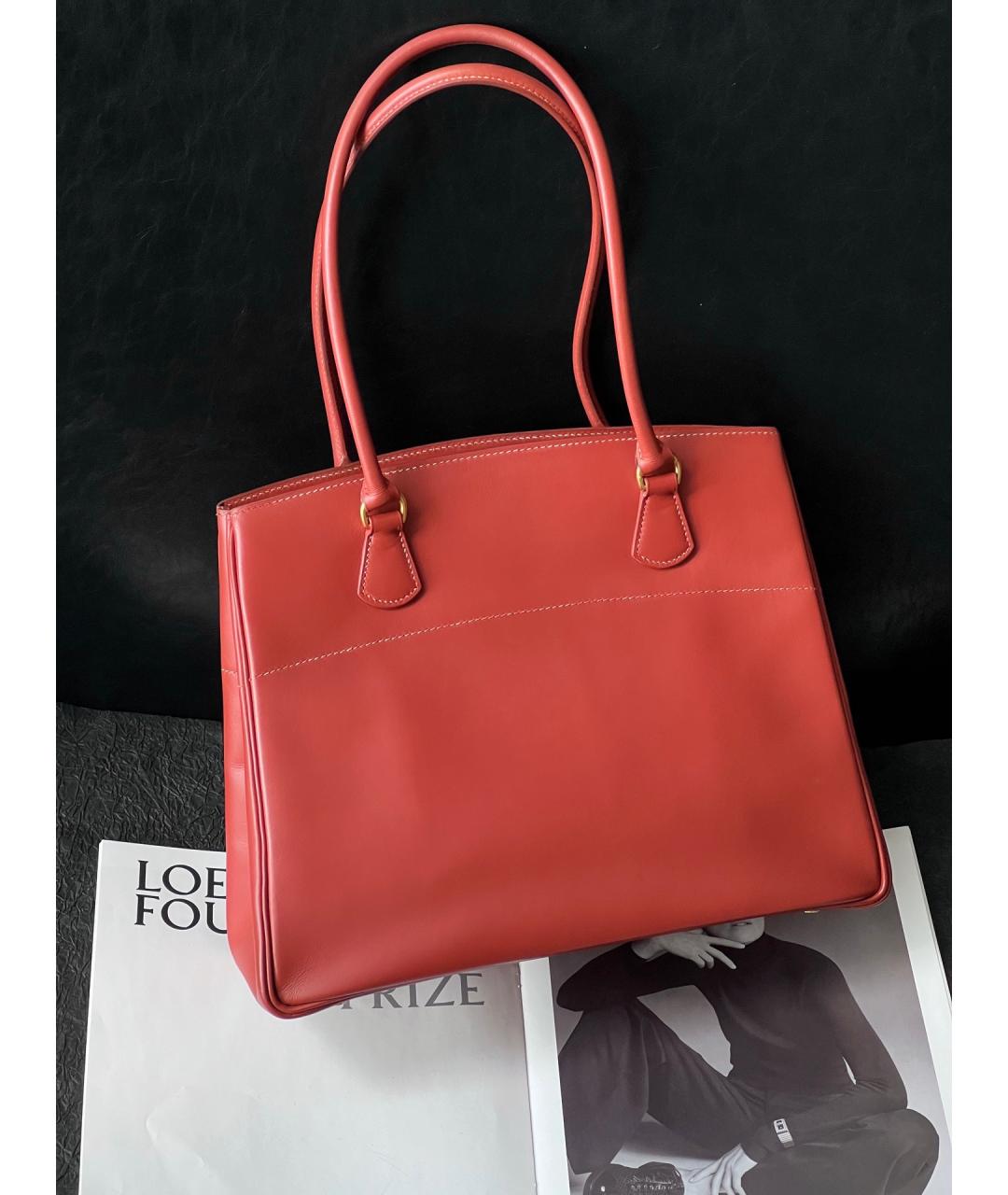 HERMES Оранжевая кожаная сумка тоут, фото 2