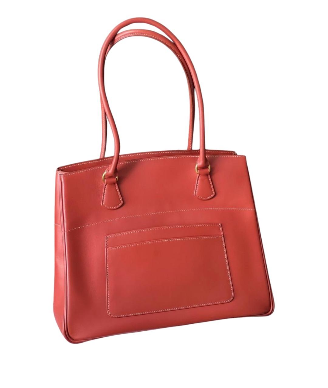 HERMES Оранжевая кожаная сумка тоут, фото 1