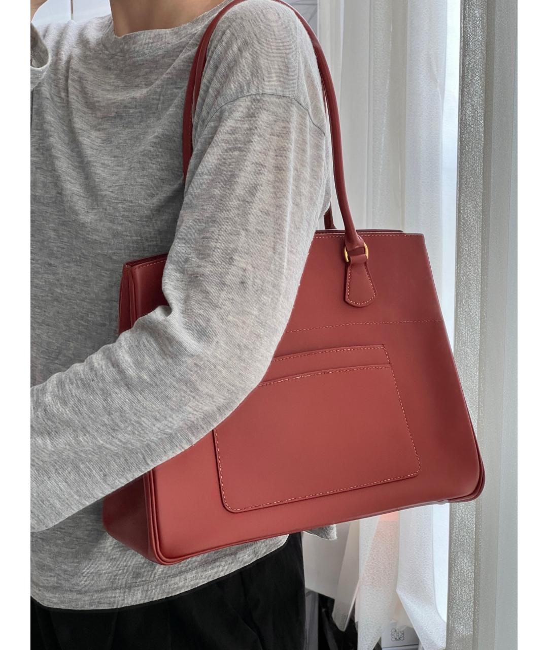 HERMES Оранжевая кожаная сумка тоут, фото 8