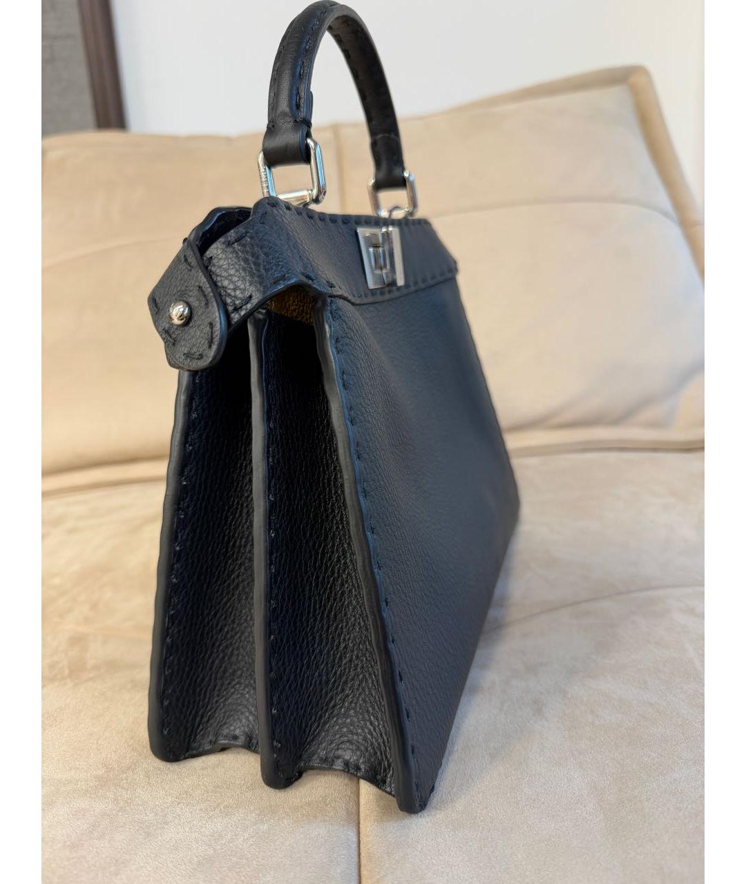 FENDI Черная кожаная сумка тоут, фото 3