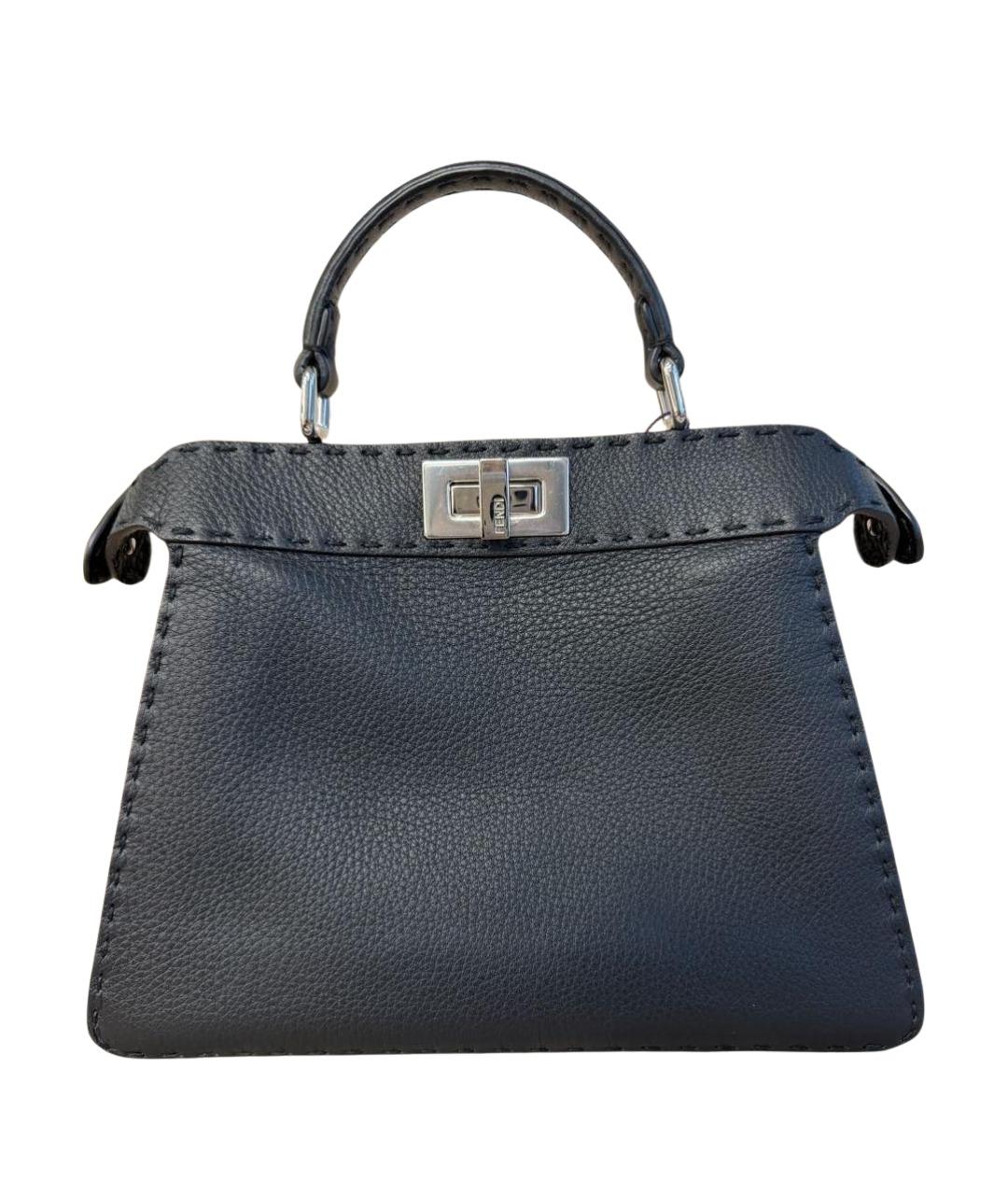 FENDI Черная кожаная сумка тоут, фото 1