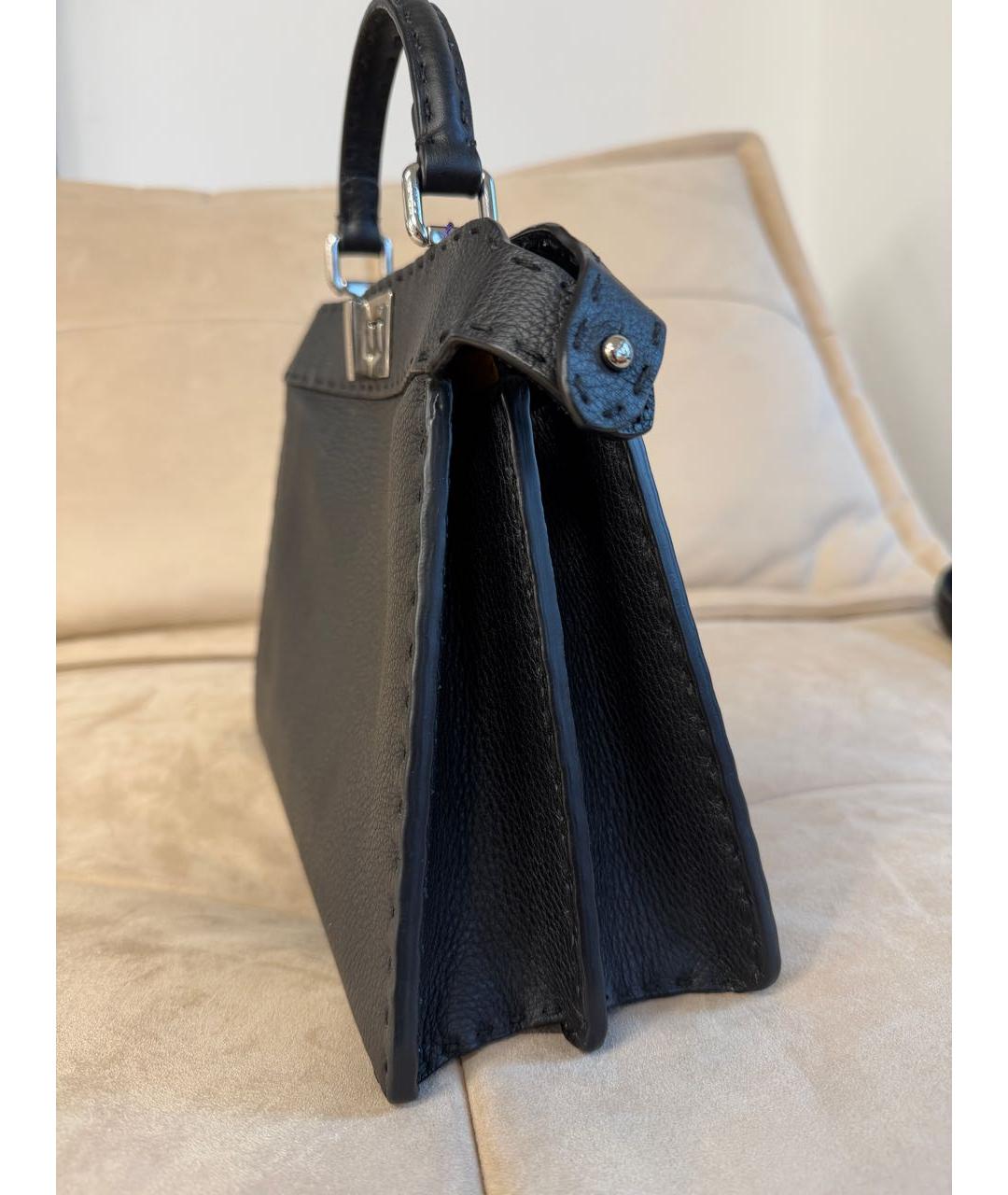 FENDI Черная кожаная сумка тоут, фото 4