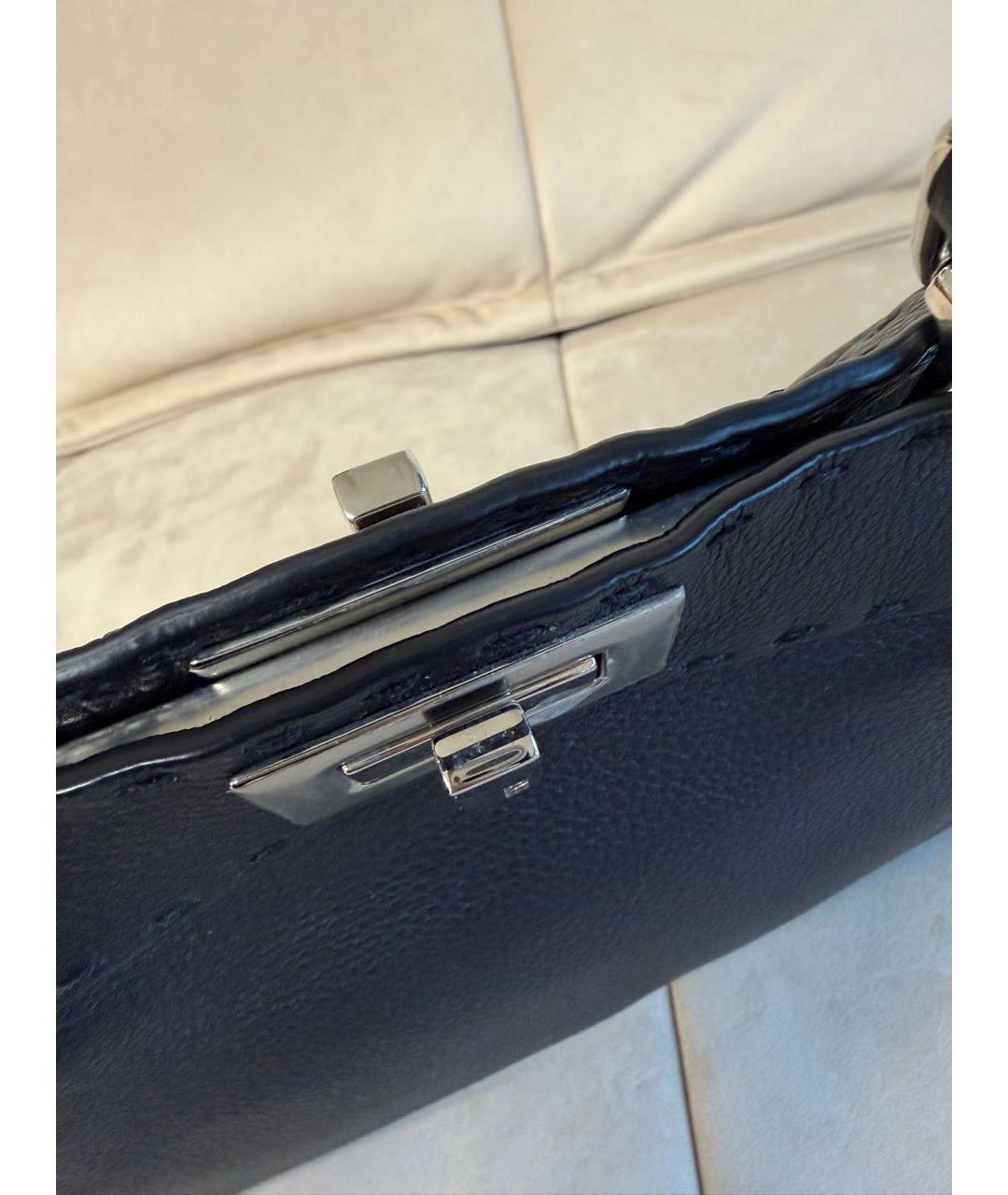 FENDI Черная кожаная сумка тоут, фото 7