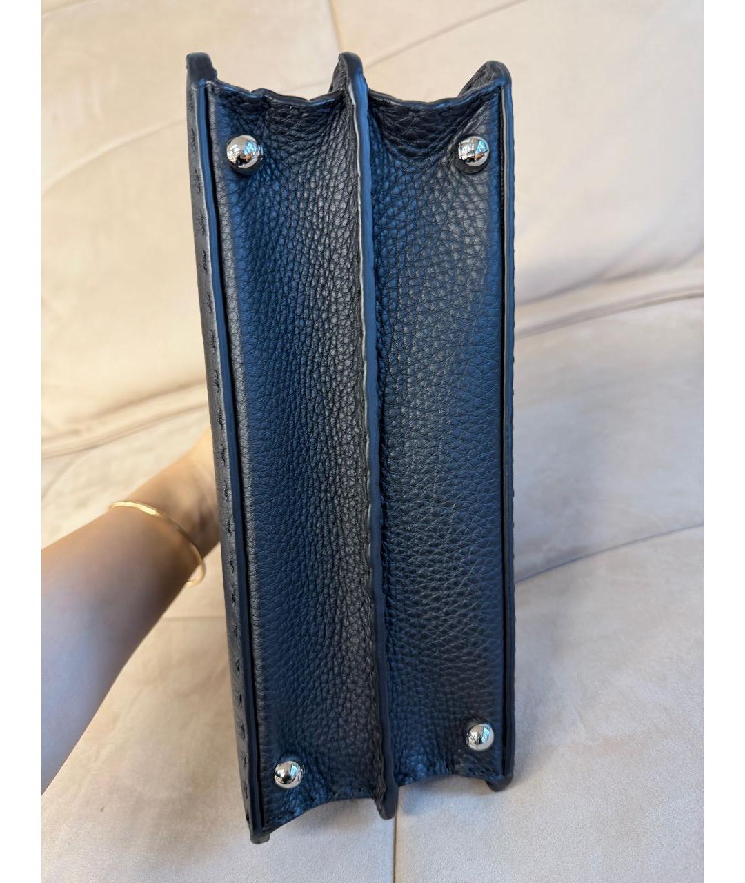 FENDI Черная кожаная сумка тоут, фото 5