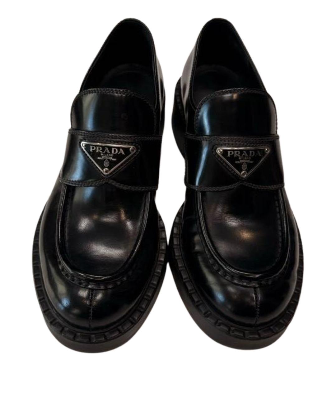 PRADA Черные кожаные лоферы, фото 1