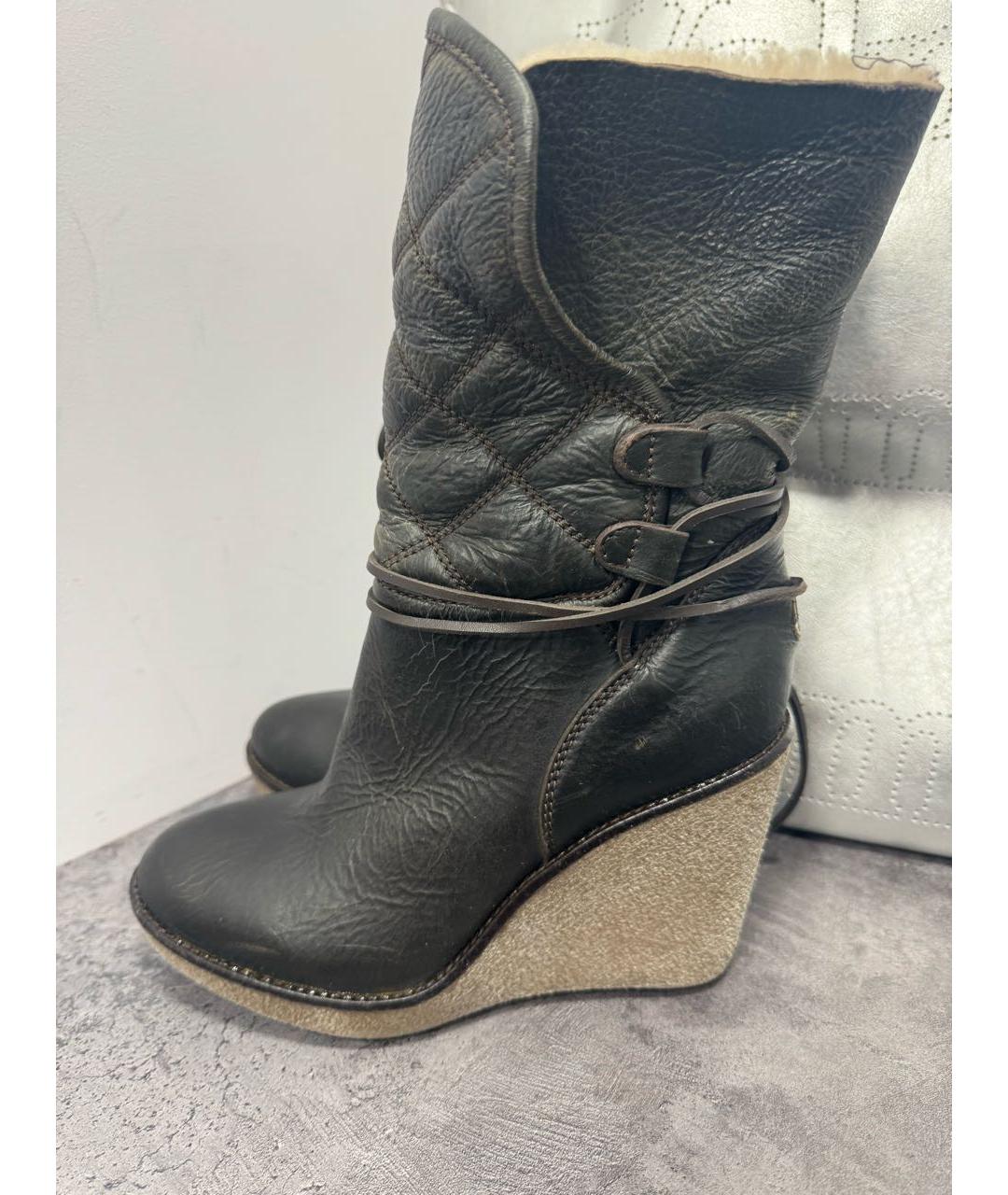 MONCLER Коричневые кожаные сапоги, фото 7