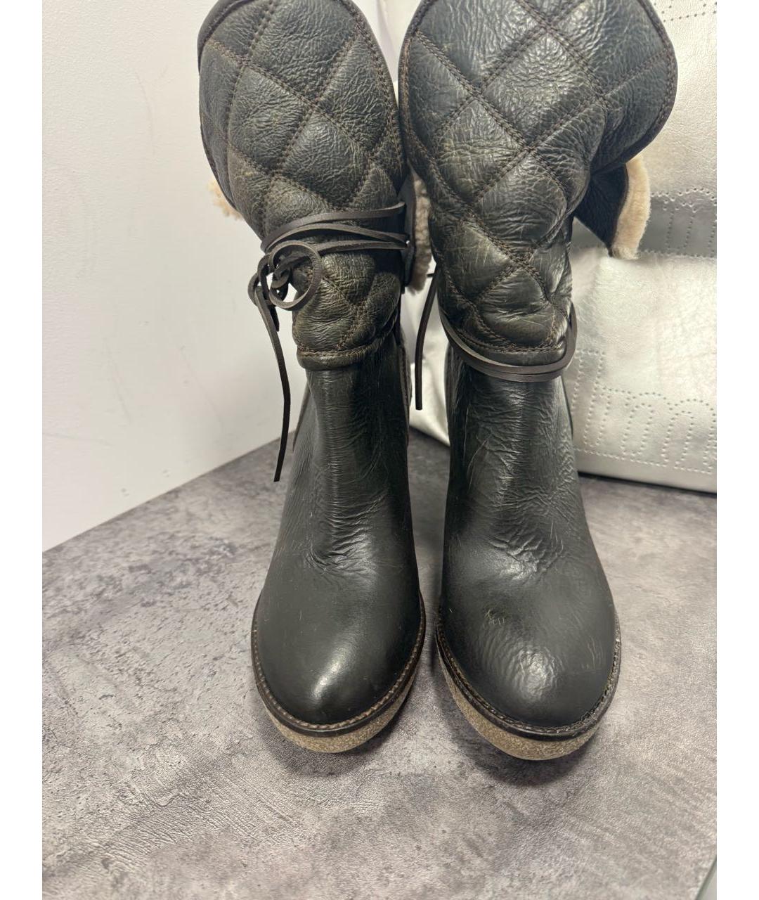 MONCLER Коричневые кожаные сапоги, фото 2