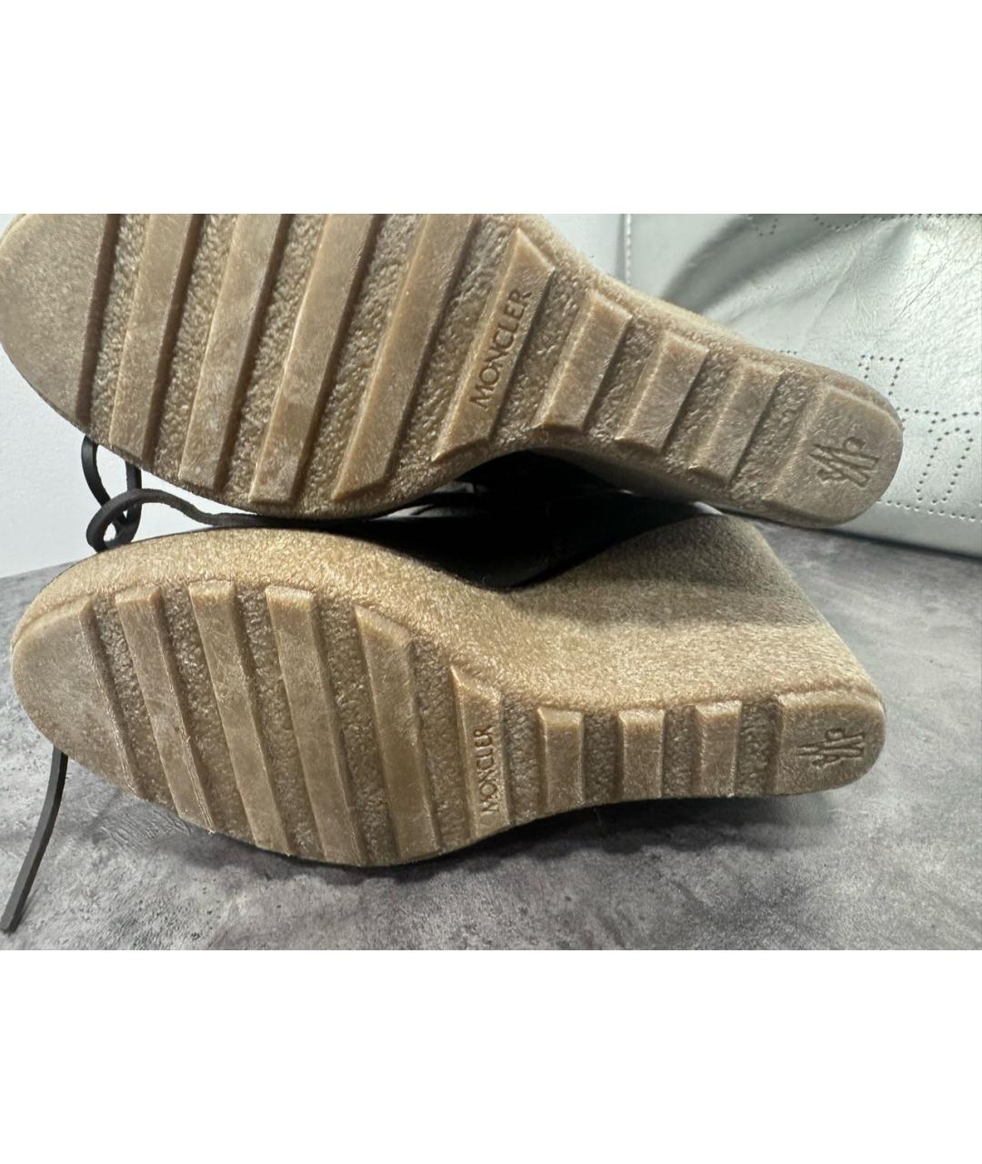 MONCLER Коричневые кожаные сапоги, фото 5
