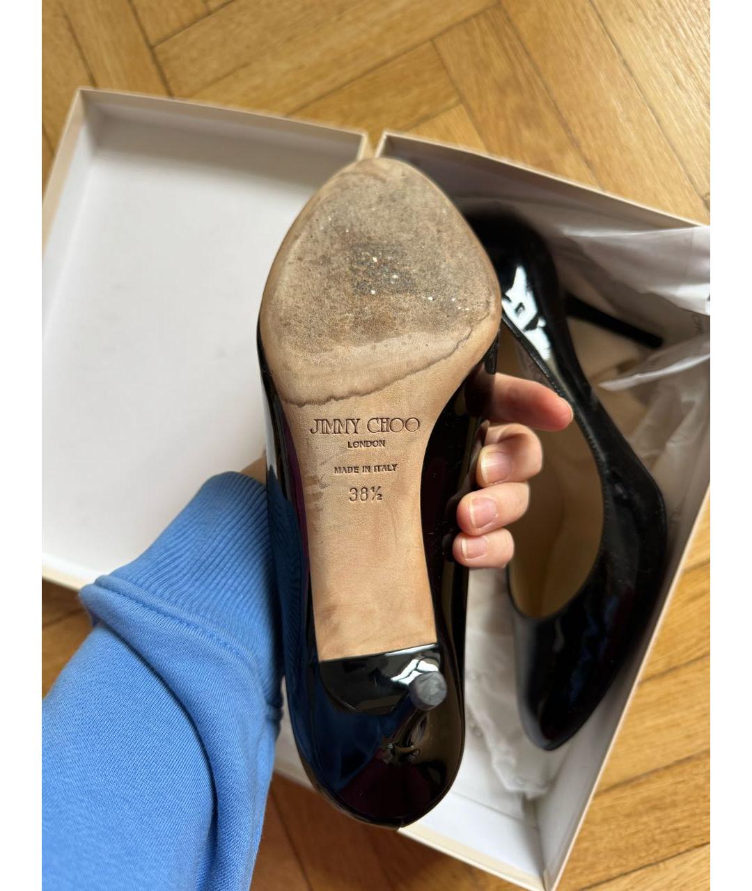 JIMMY CHOO Черные туфли из лакированной кожи, фото 5