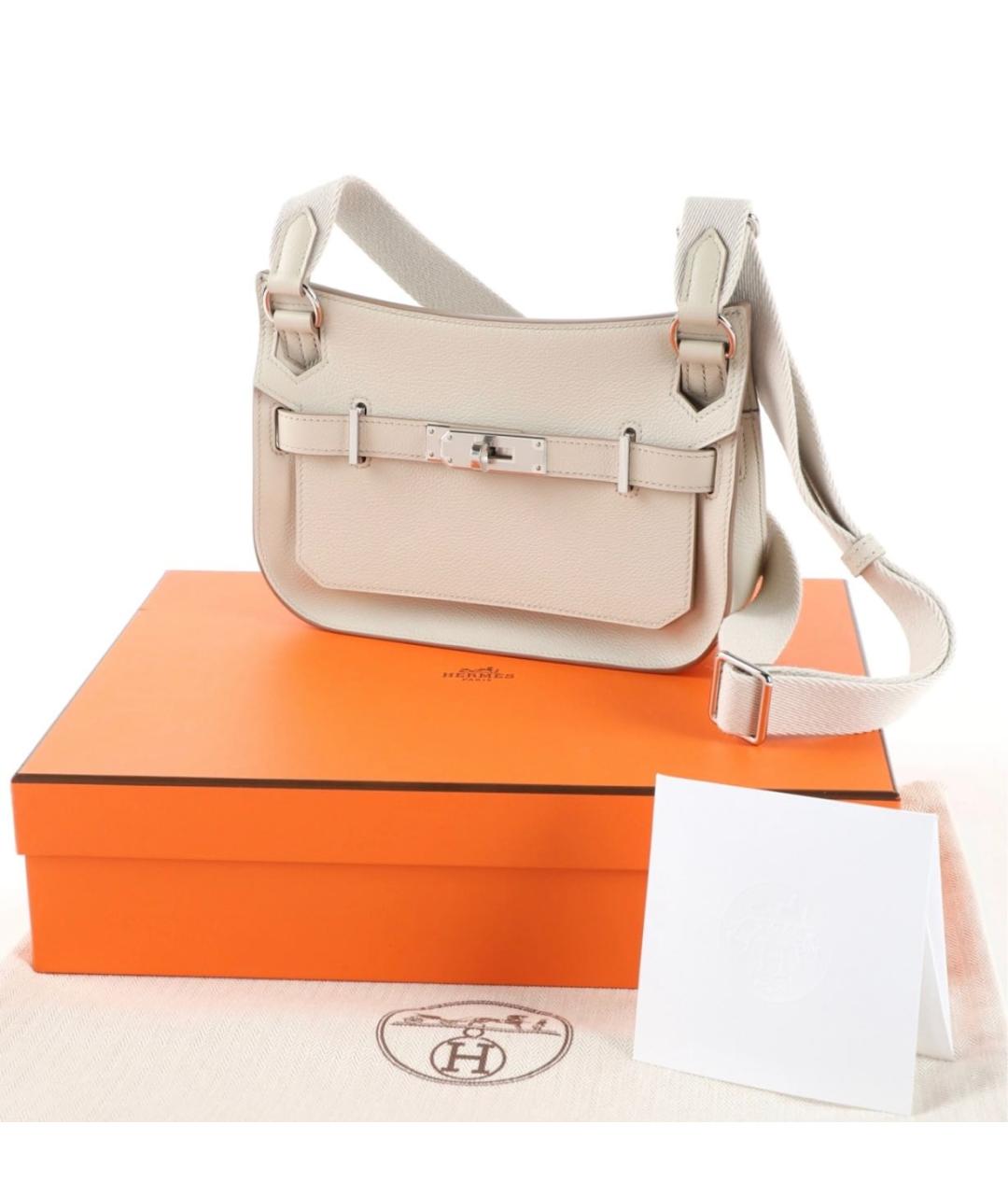 HERMES Белая кожаная сумка тоут, фото 2