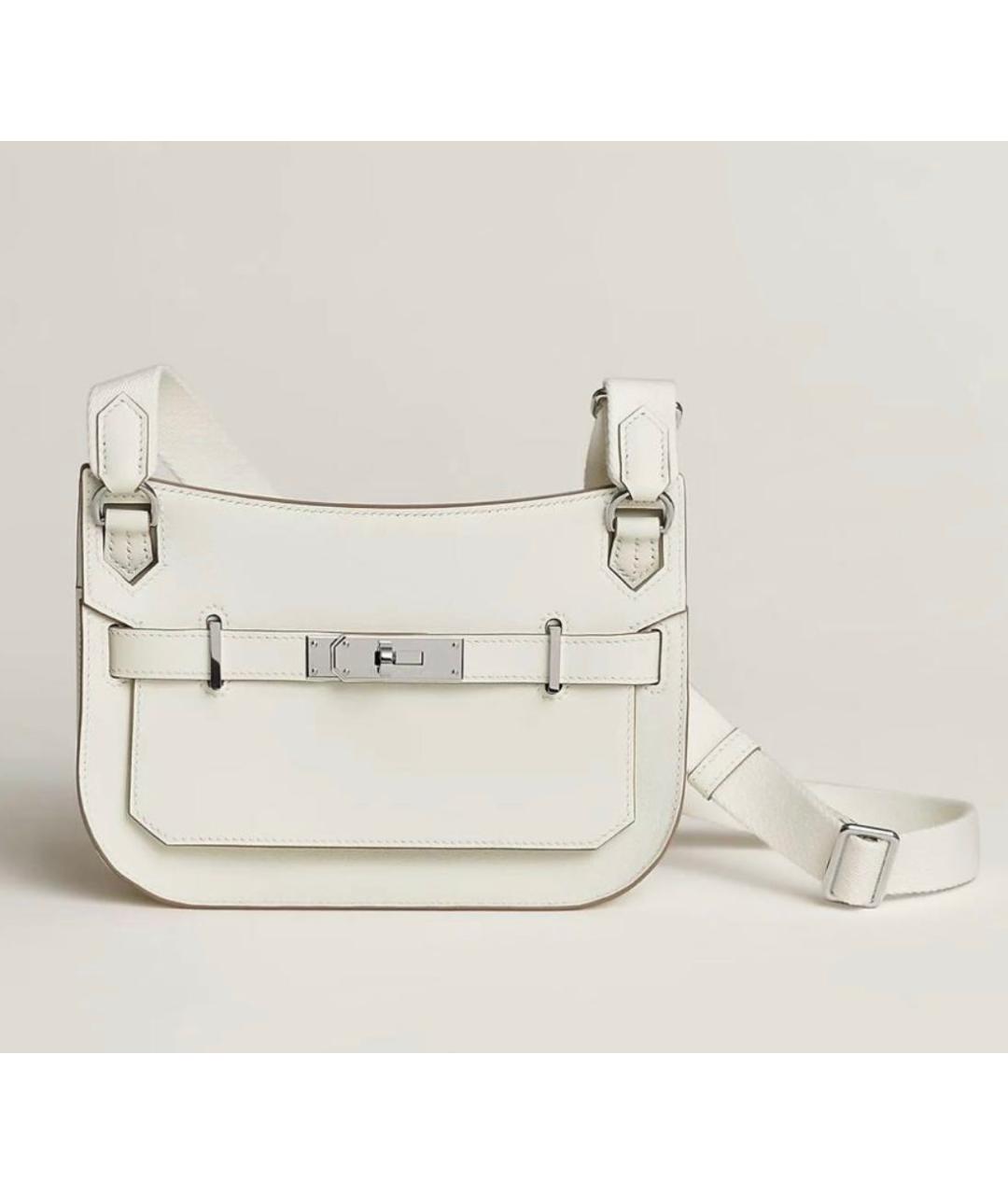 HERMES Белая кожаная сумка тоут, фото 7