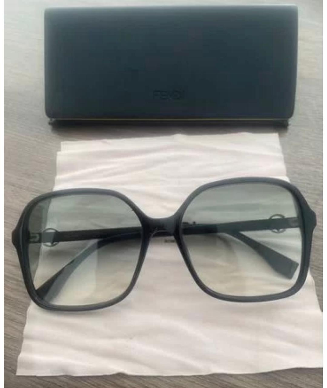 FENDI Черные пластиковые солнцезащитные очки, фото 4