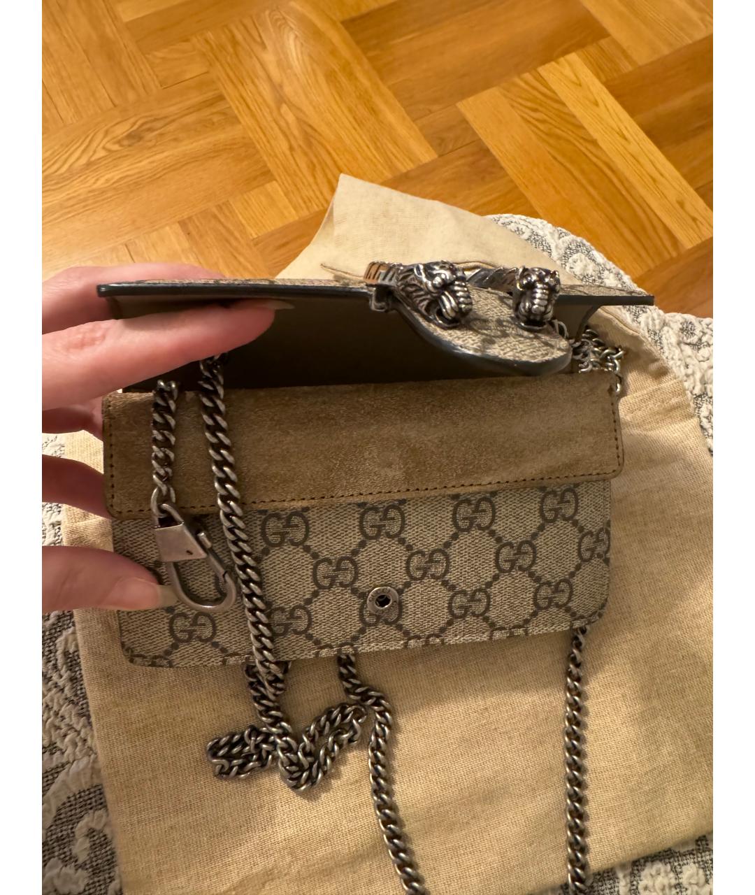 GUCCI Серая кожаная сумка через плечо, фото 3