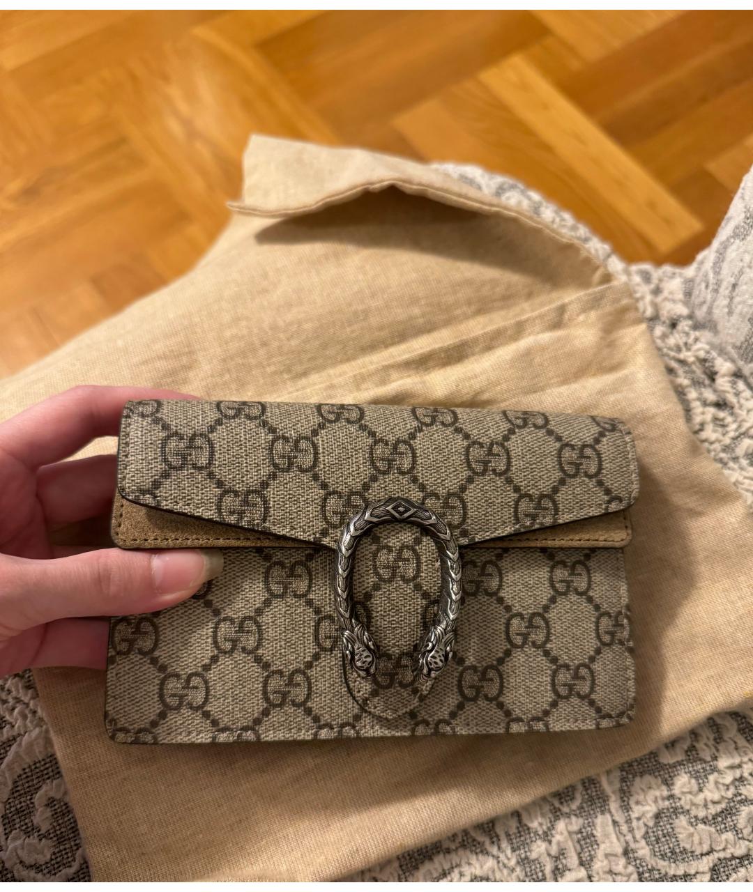 GUCCI Серая кожаная сумка через плечо, фото 2