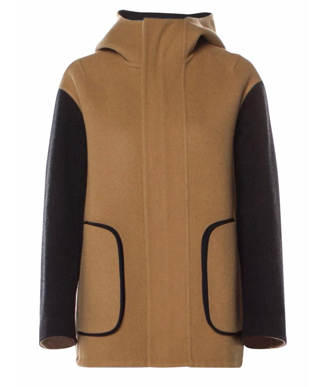 JIL SANDER Коричневое шерстяное пальто, фото 1