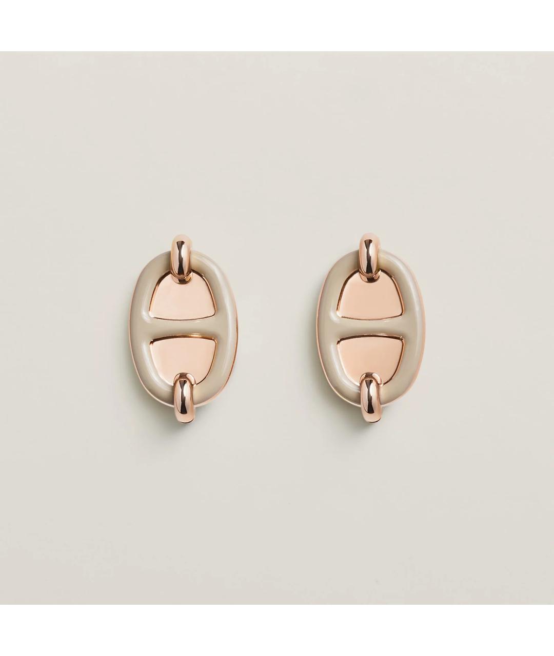 HERMES Бежевые металлические серьги, фото 2