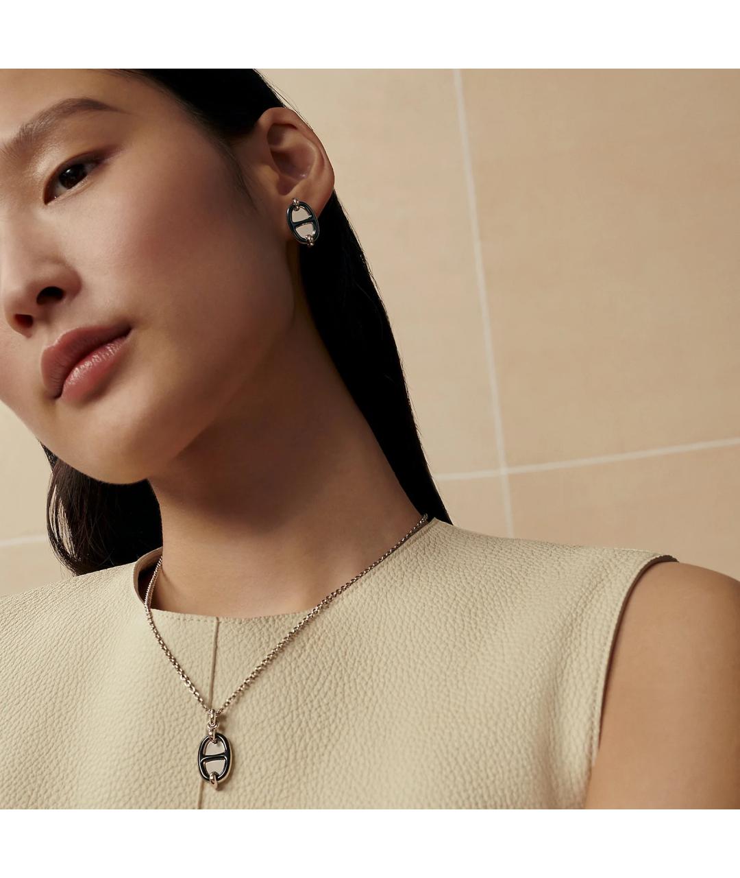 HERMES Бежевые металлические серьги, фото 6