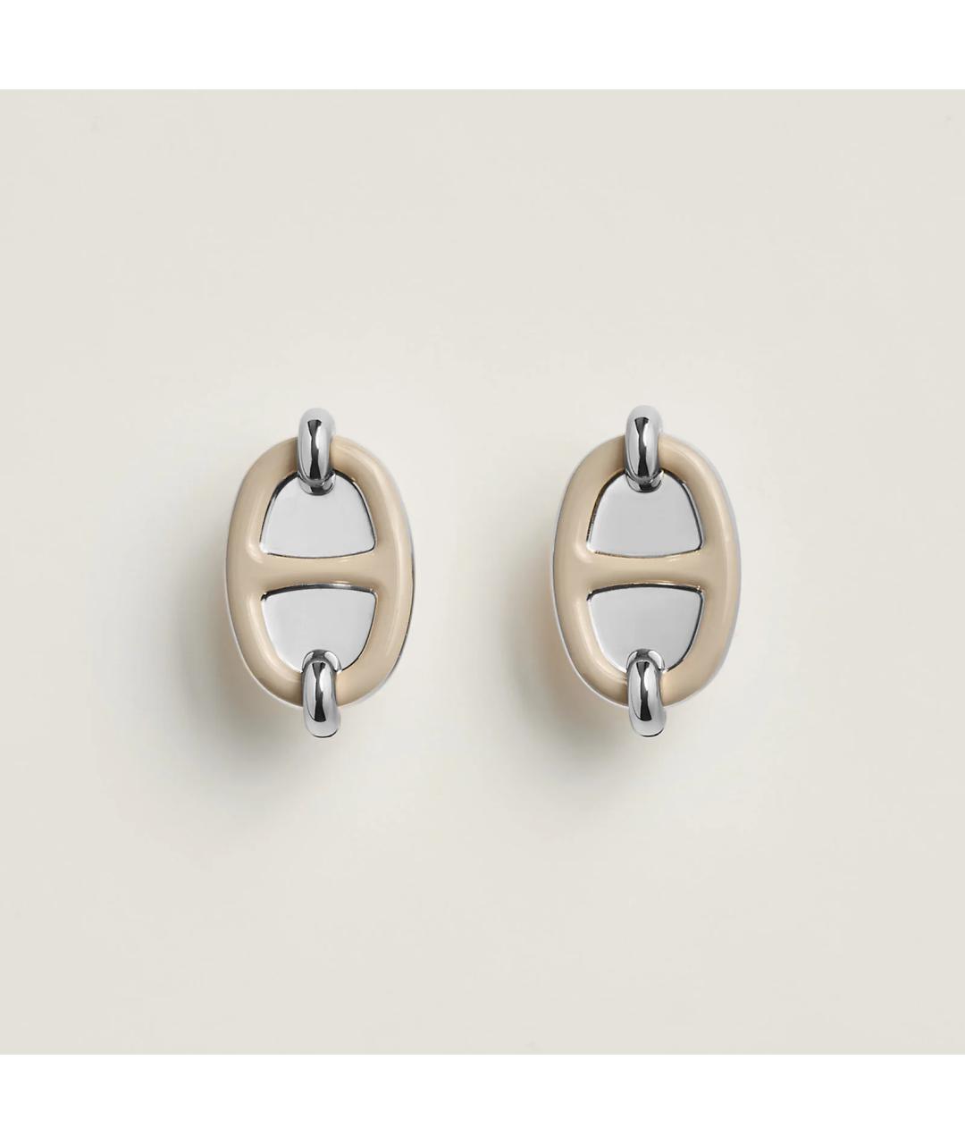 HERMES Бежевые металлические серьги, фото 2