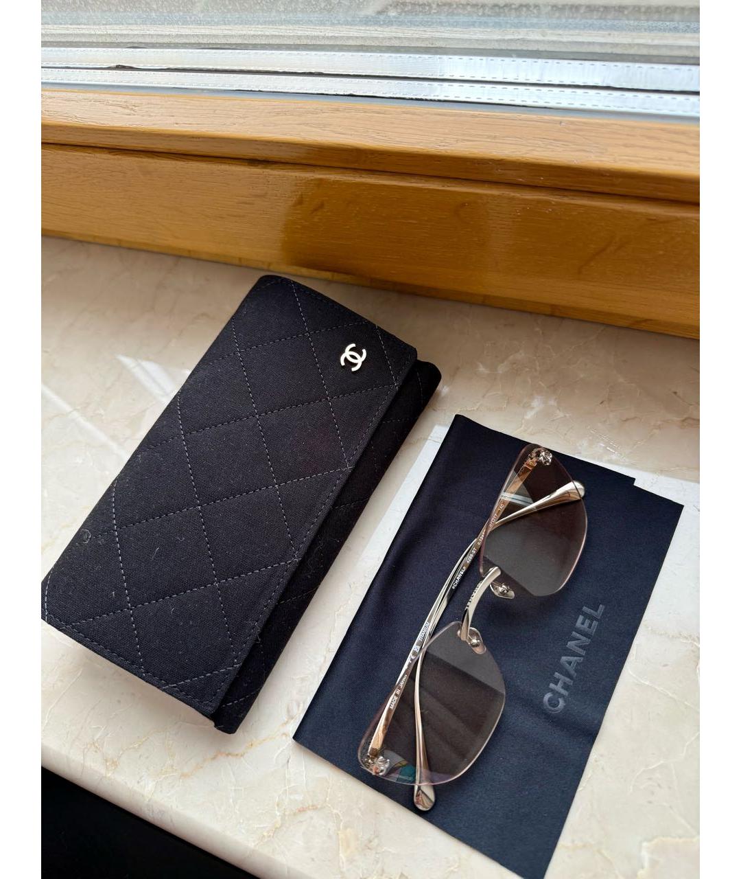 CHANEL Серебряные металлические солнцезащитные очки, фото 4