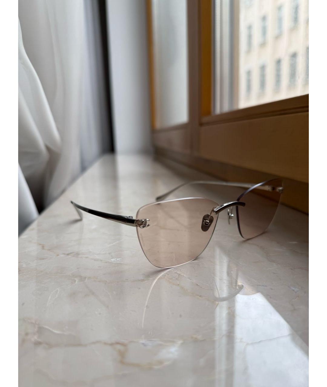 CHANEL Серебряные металлические солнцезащитные очки, фото 2